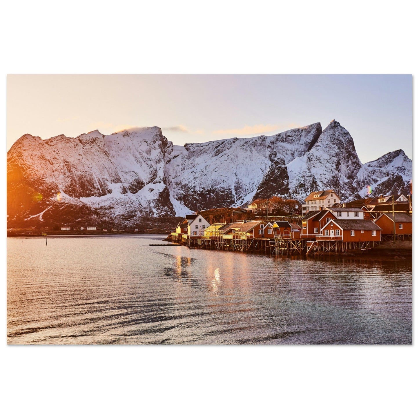 Tableau photo Photo d'un coucher de soleil sur les Îles Lofoten, Norvège 1 — tirage aluminium Dibond mat, fabrication française, prêt à accrocher