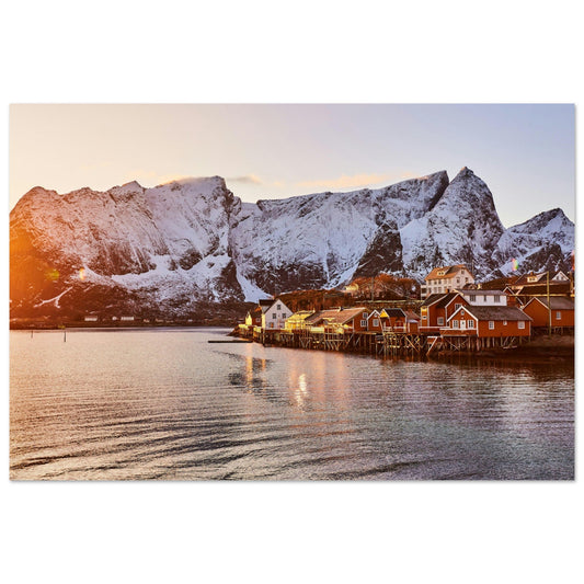 Tableau photo Photo d'un coucher de soleil sur les Îles Lofoten, Norvège 1 — tirage aluminium Dibond mat, fabrication française, prêt à accrocher