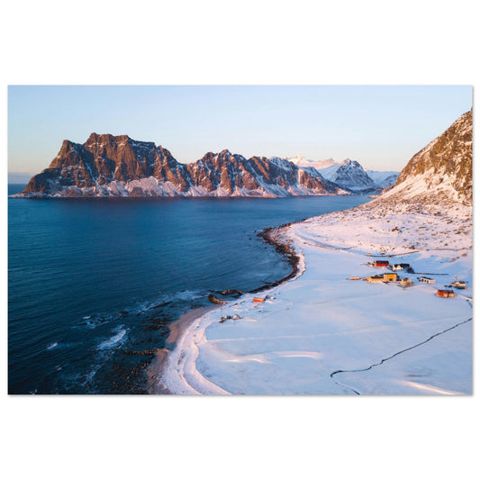 Tableau photo Photo d'un coucher de soleil sur les Îles Lofoten, Norvège 2 — tirage aluminium Dibond mat, fabrication française, prêt à accrocher