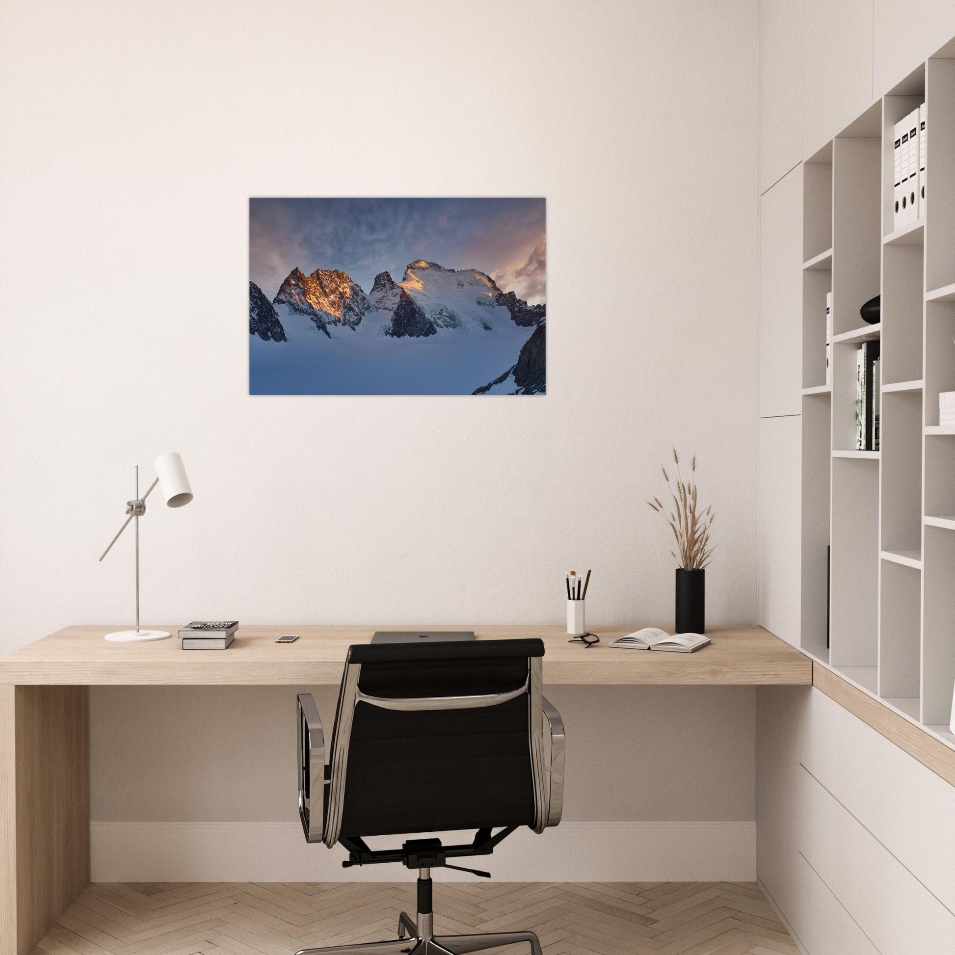 Photo de la Barre des Écrins au lever du soleil — tableau photo paysage de montagne en Alu Dibond, fabrication française
