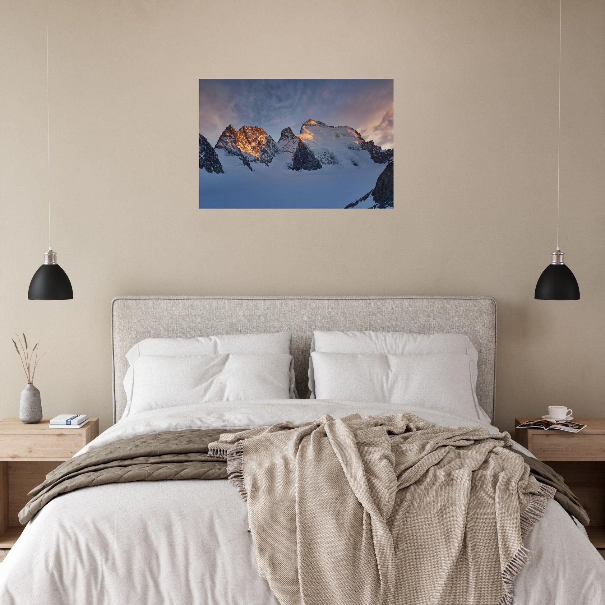 Photo de la Barre des Écrins au lever du soleil — tableau photo paysage de montagne en Alu Dibond, fabrication française