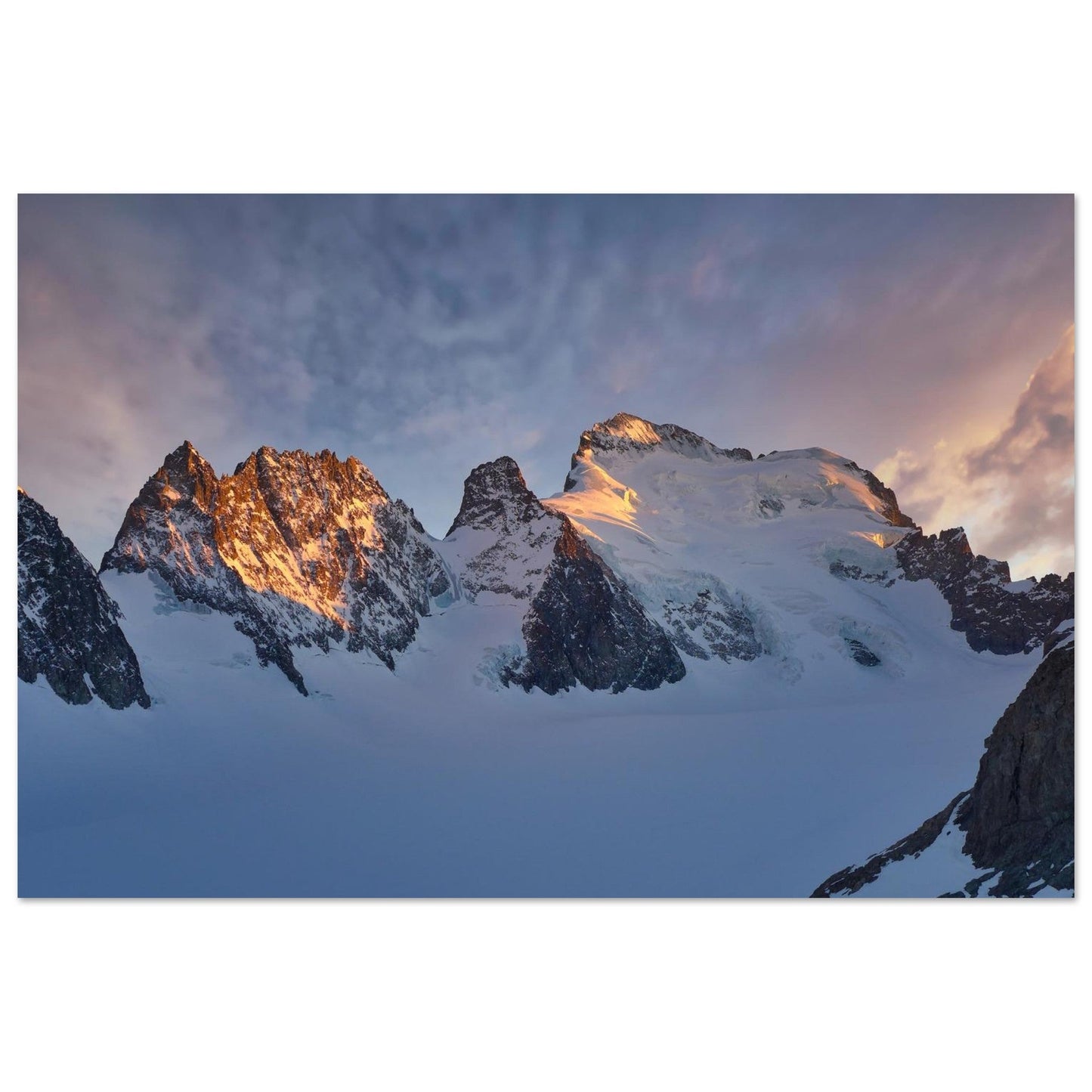 Photo de la Barre des Écrins au lever du soleil — tableau photo paysage de montagne en Alu Dibond, fabrication française