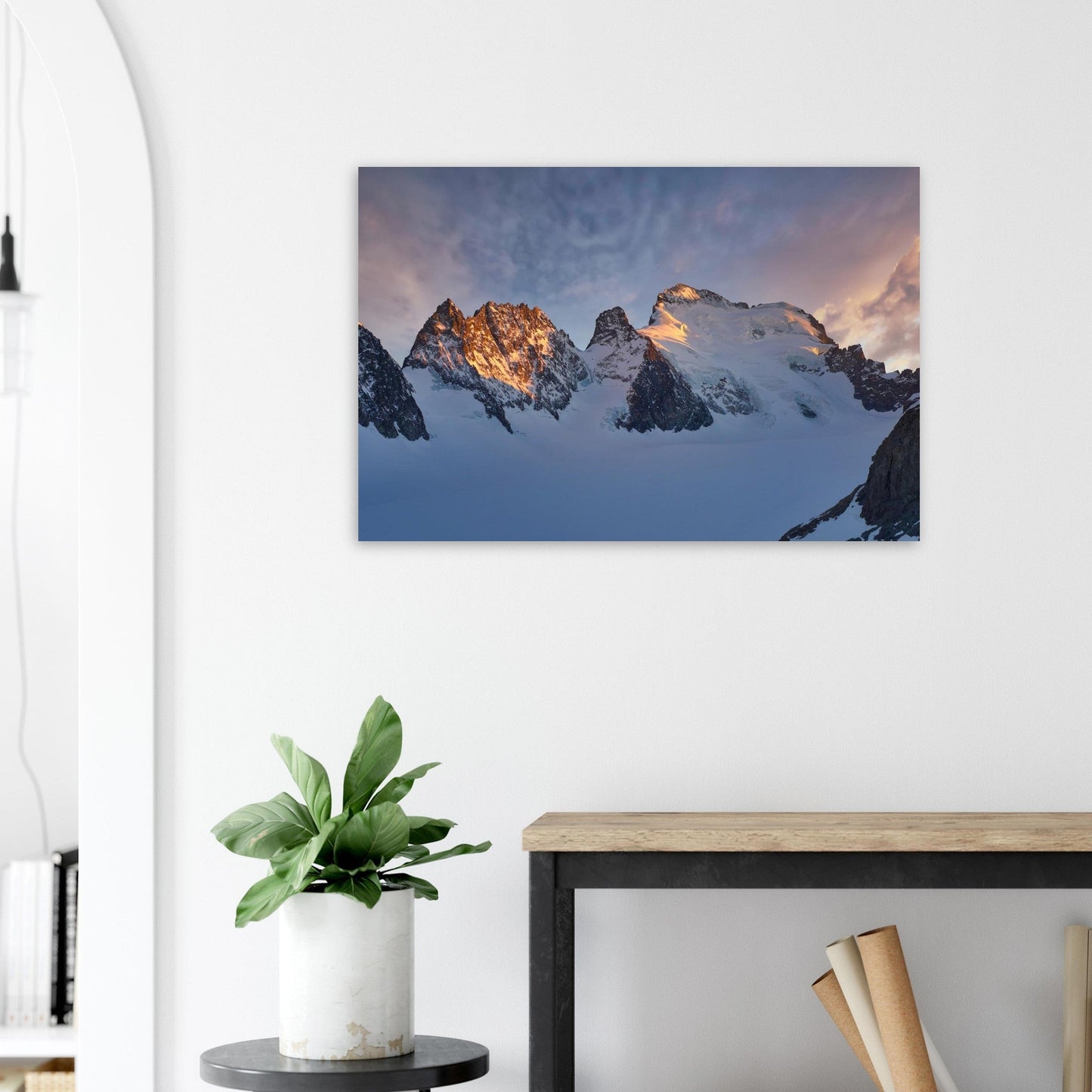 Photo de la Barre des Écrins au lever du soleil — tableau photo paysage de montagne en Alu Dibond, fabrication française