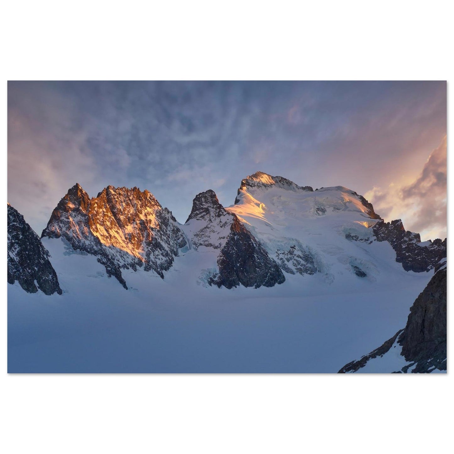 Photo de la Barre des Écrins au lever du soleil — tableau photo paysage de montagne en Alu Dibond, fabrication française
