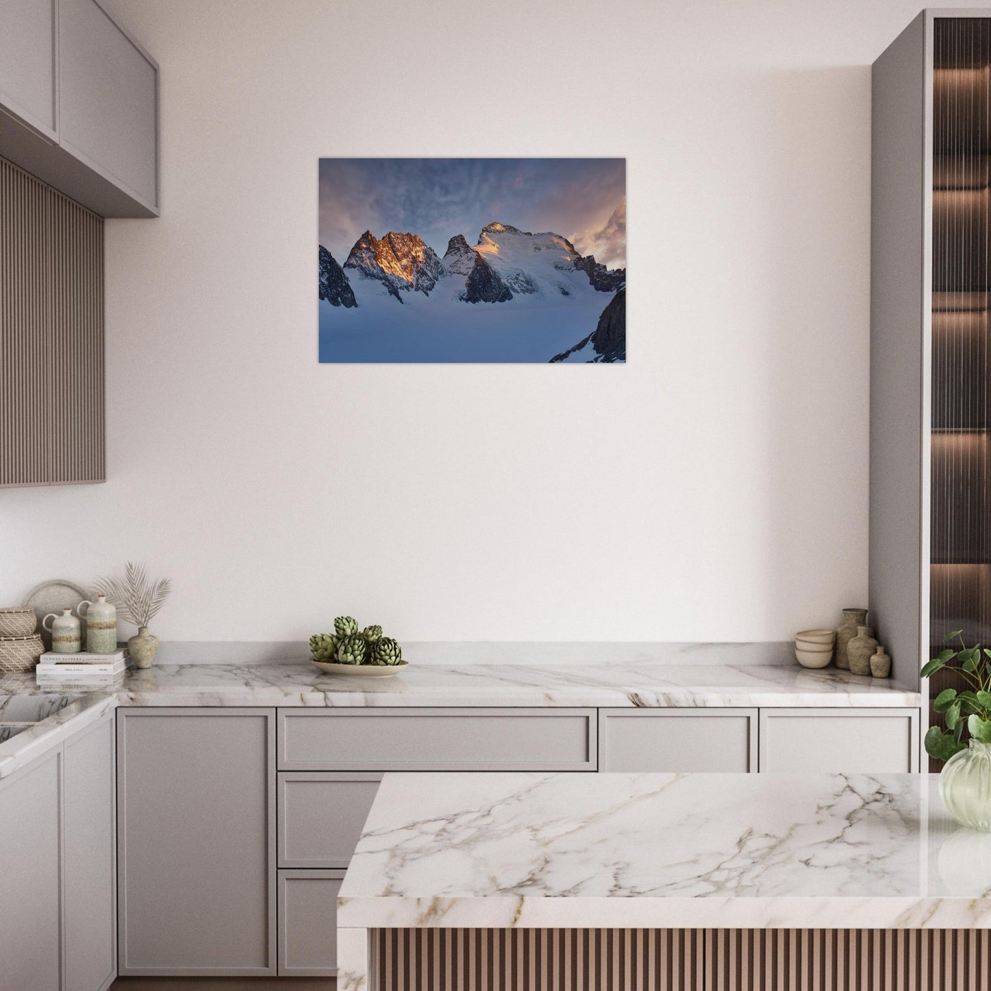 Photo de la Barre des Écrins au lever du soleil — tableau photo paysage de montagne en Alu Dibond, fabrication française