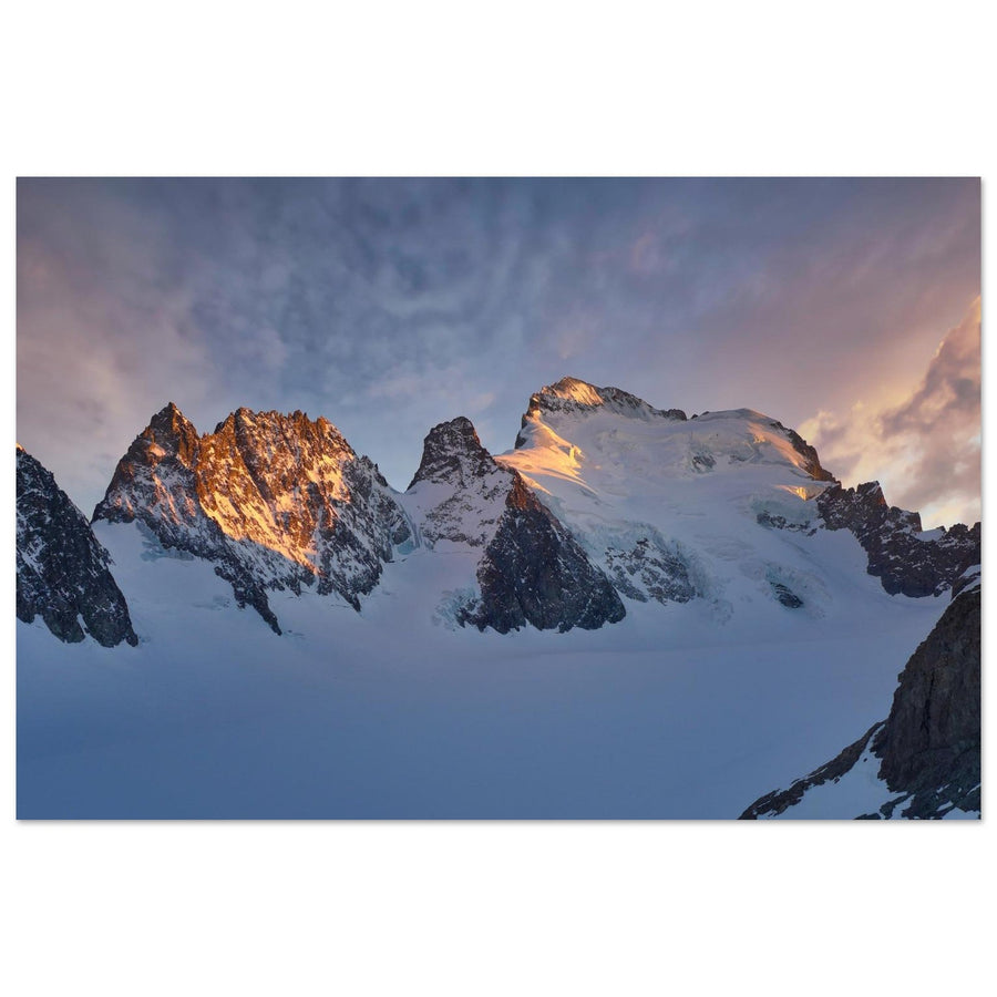 Photo de la Barre des Écrins au lever du soleil — tableau photo paysage de montagne en Alu Dibond, fabrication française