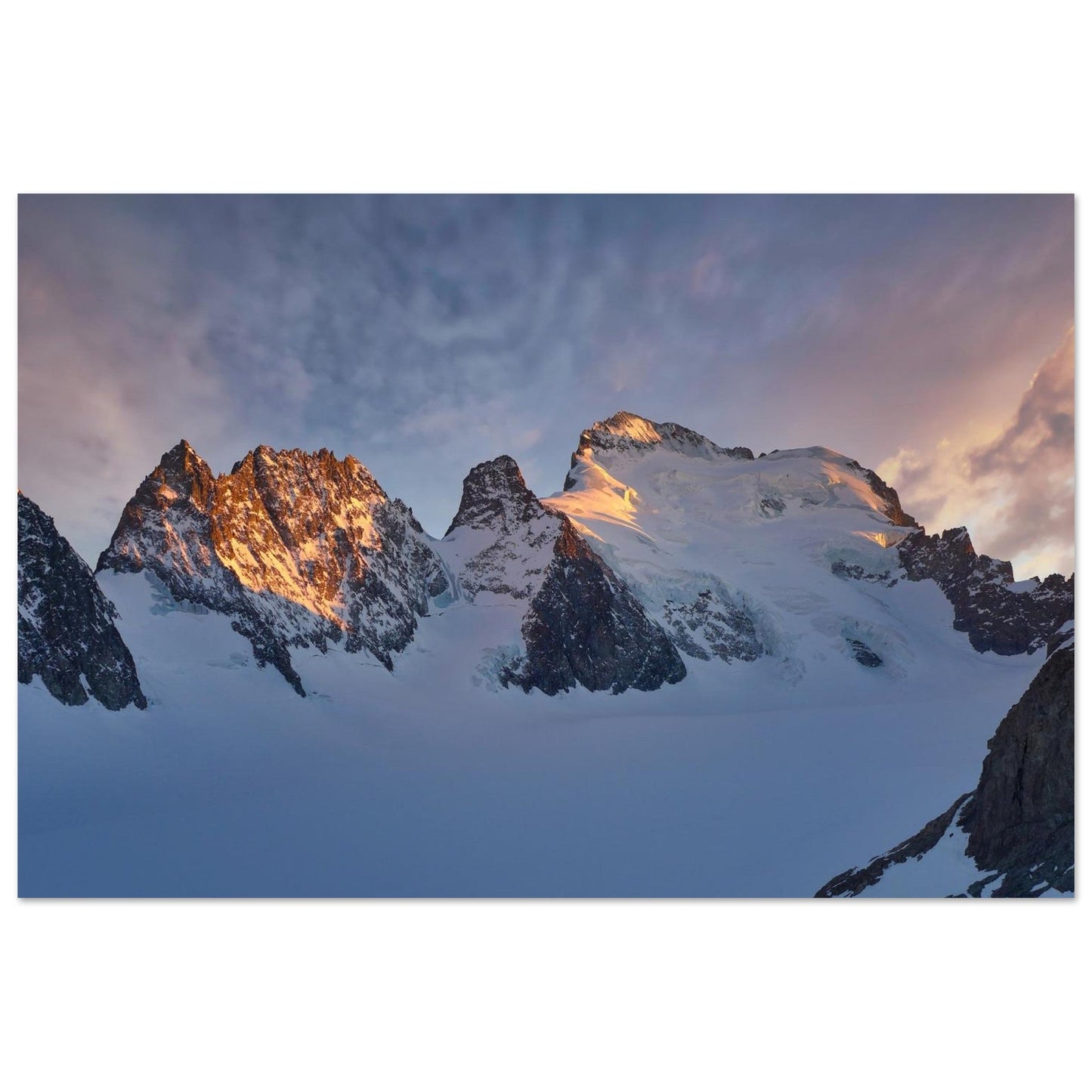 Photo de la Barre des Écrins au lever du soleil — tableau photo paysage de montagne en Alu Dibond, fabrication française