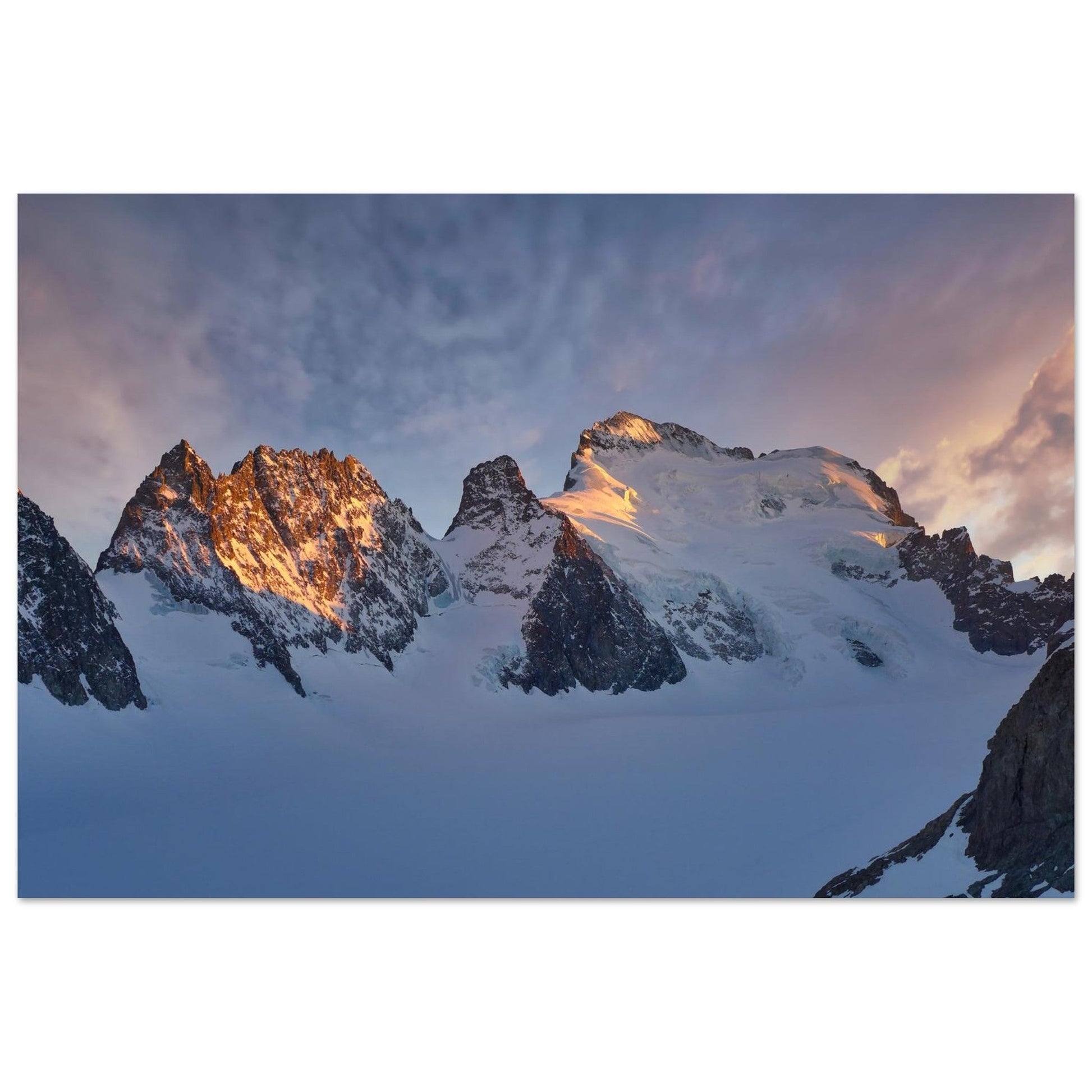 Photo de la Barre des Écrins au lever du soleil — tableau photo paysage de montagne en Alu Dibond, fabrication française