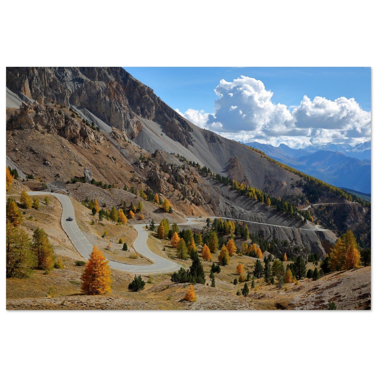 Photo of the Casse Déserte at the Col d'Izoard in autumn — photo print on matte aluminium Dibond