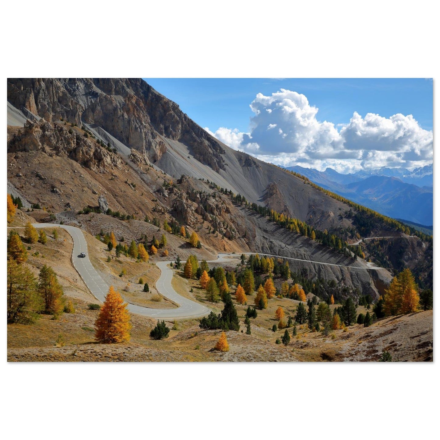 Photo of the Casse Déserte at the Col d'Izoard in autumn — photo print on matte aluminium Dibond