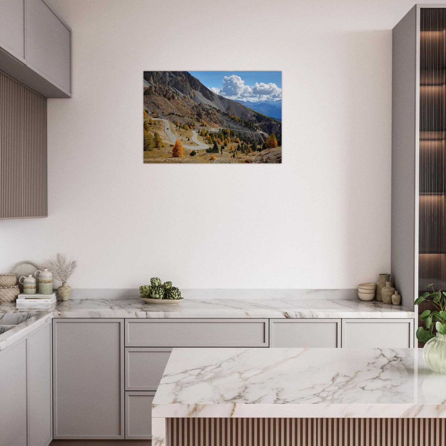 Photo of the Casse Déserte at the Col d'Izoard in autumn — photo print on matte aluminium Dibond