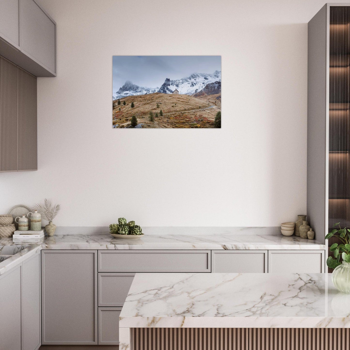 Photo de la chapelle de Clausis dans le Queyras — tableau photo paysage de montagne en Alu Dibond, fabrication française