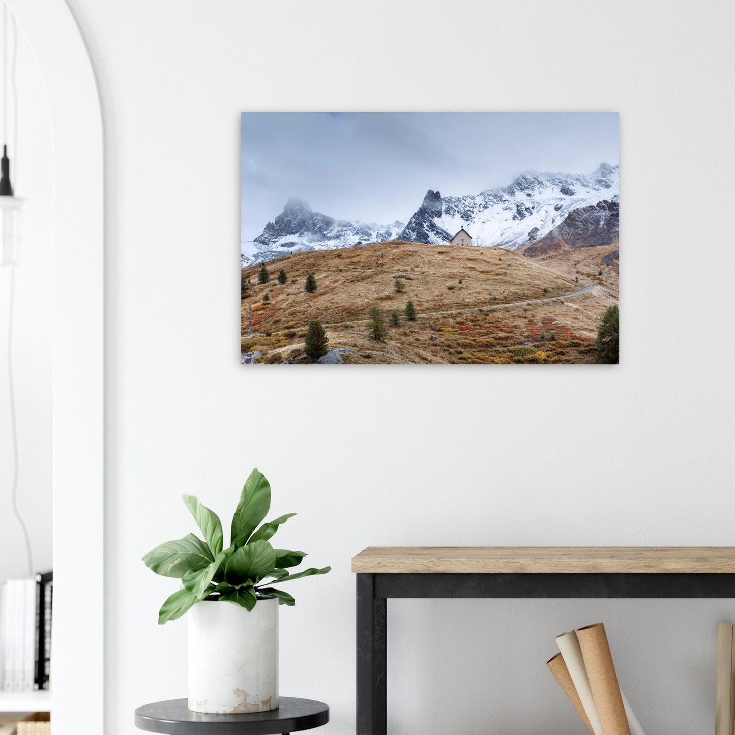 Photo de la chapelle de Clausis dans le Queyras — tableau photo paysage de montagne en Alu Dibond, fabrication française