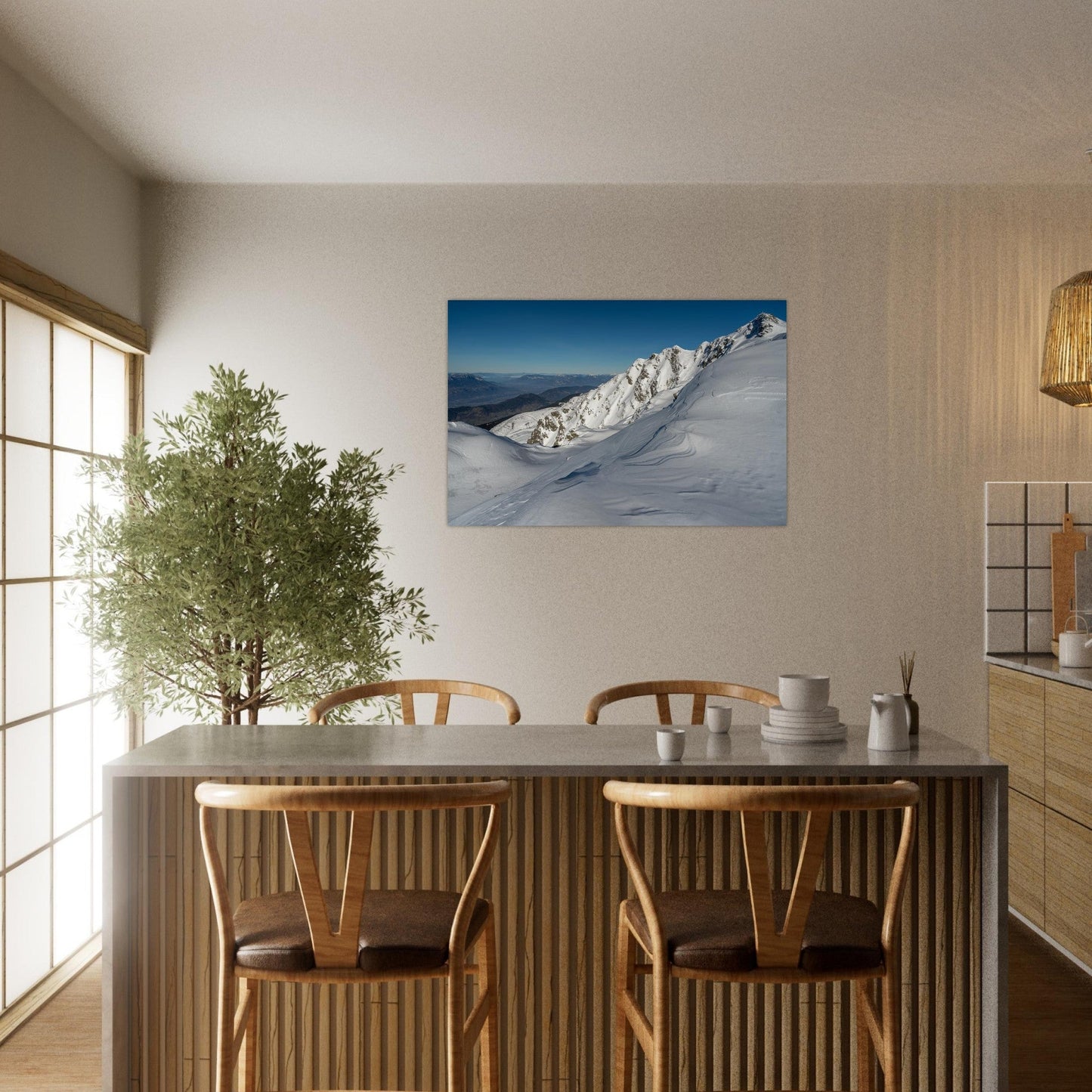 Photo de la Cime de la Jasse enneigée dans Belledonne — tableau photo paysage de montagne en Alu Dibond, fabrication française
