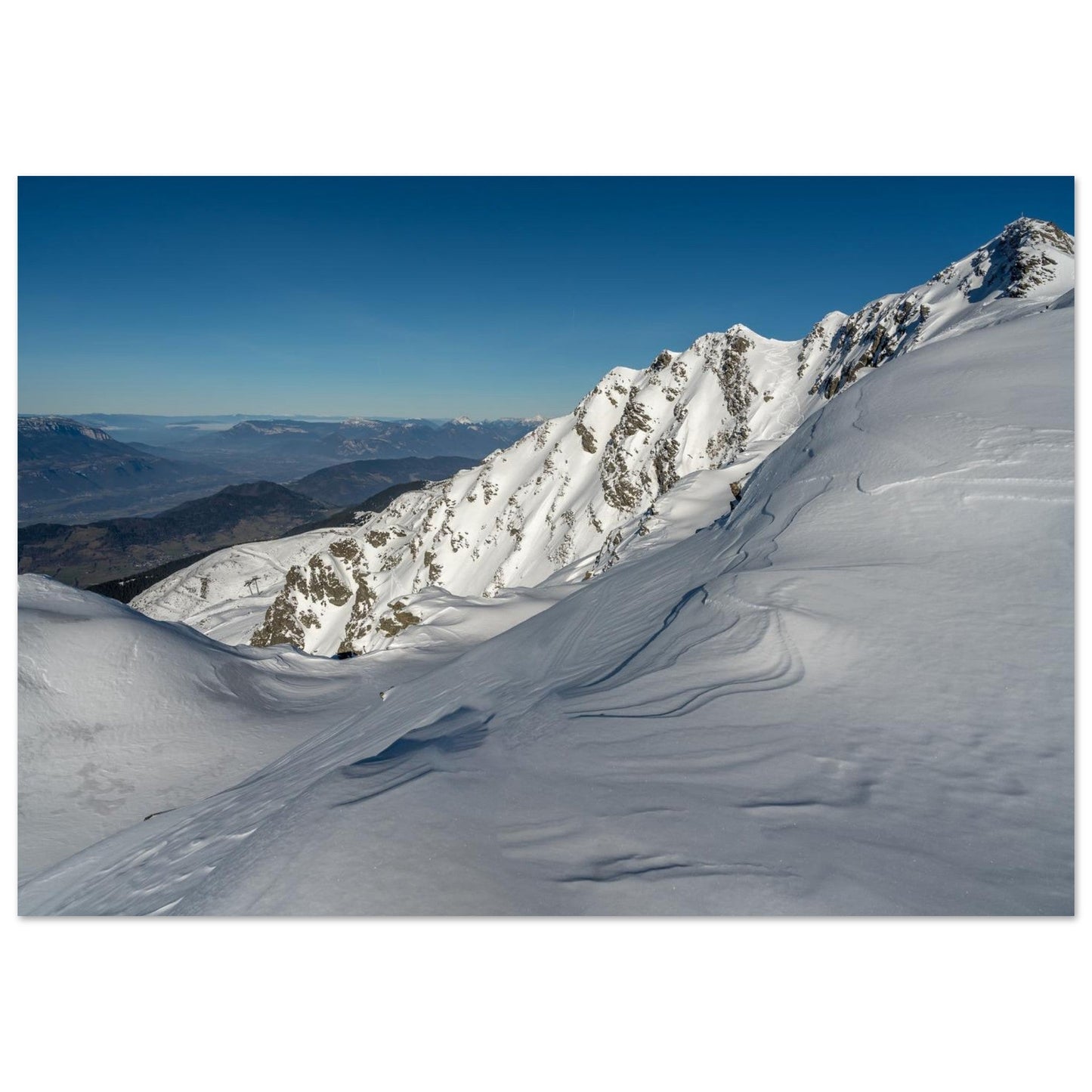 Photo de la Cime de la Jasse enneigée dans Belledonne — tableau photo paysage de montagne en Alu Dibond, fabrication française