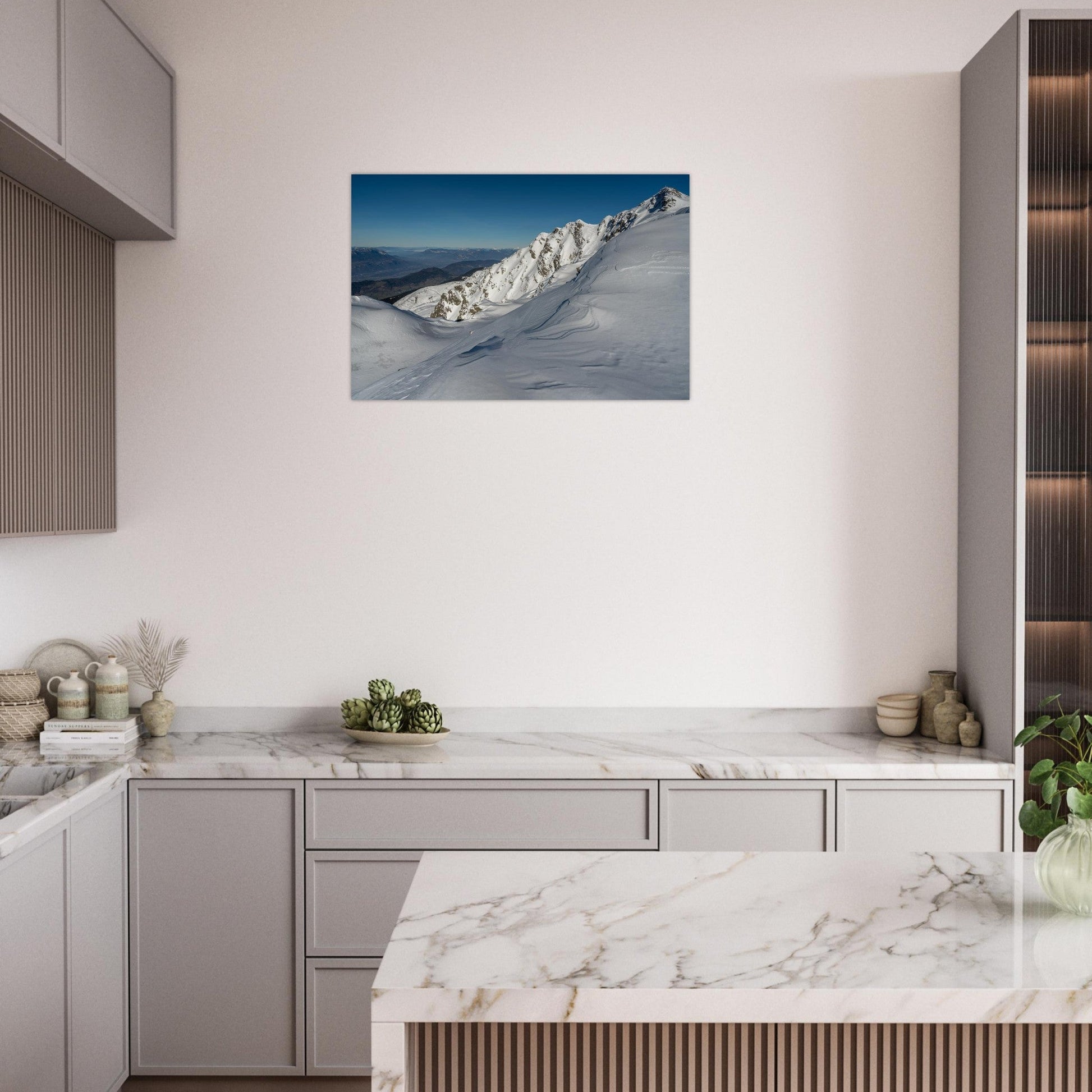 Photo de la Cime de la Jasse enneigée dans Belledonne — tableau photo paysage de montagne en Alu Dibond, fabrication française