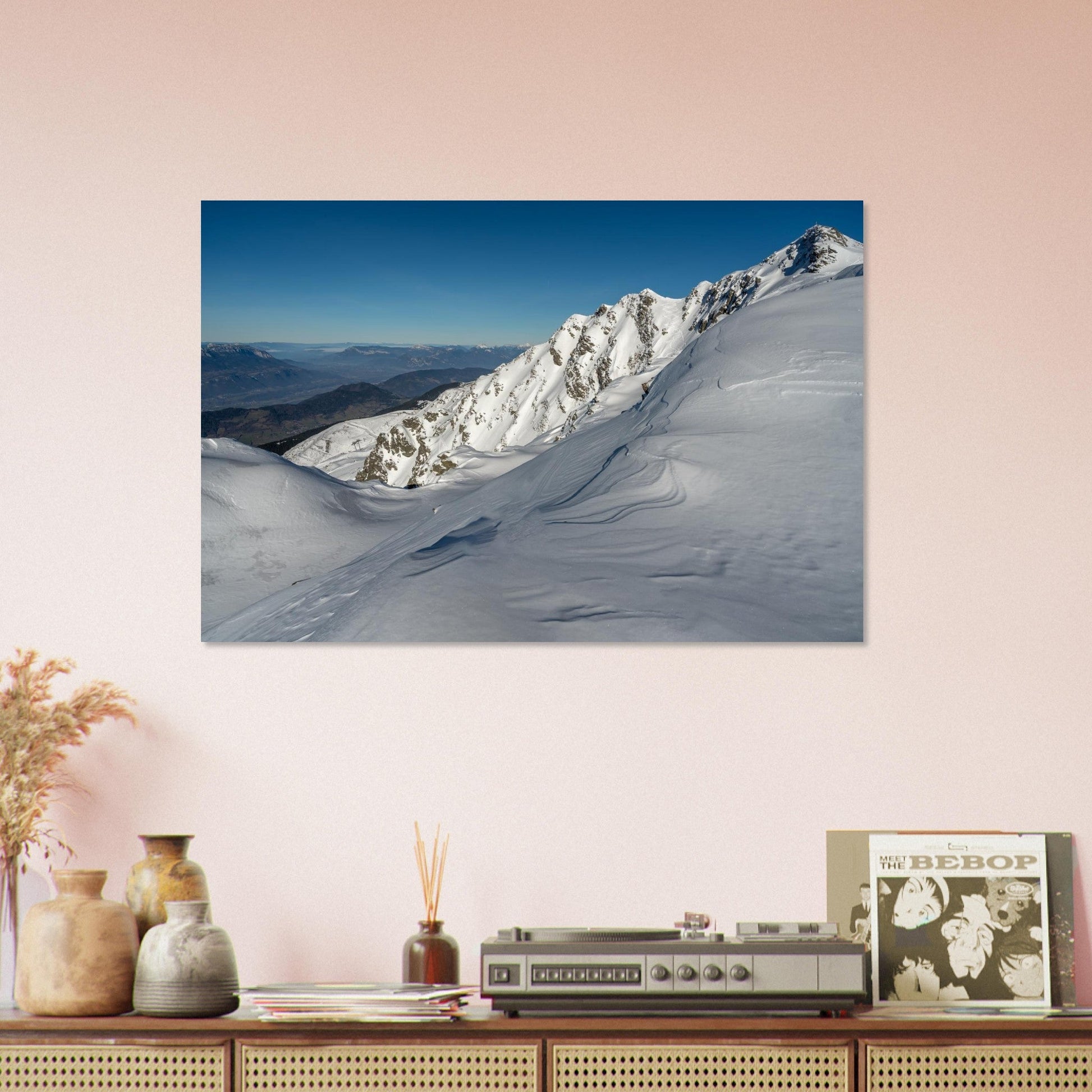 Photo de la Cime de la Jasse enneigée dans Belledonne — tableau photo paysage de montagne en Alu Dibond, fabrication française