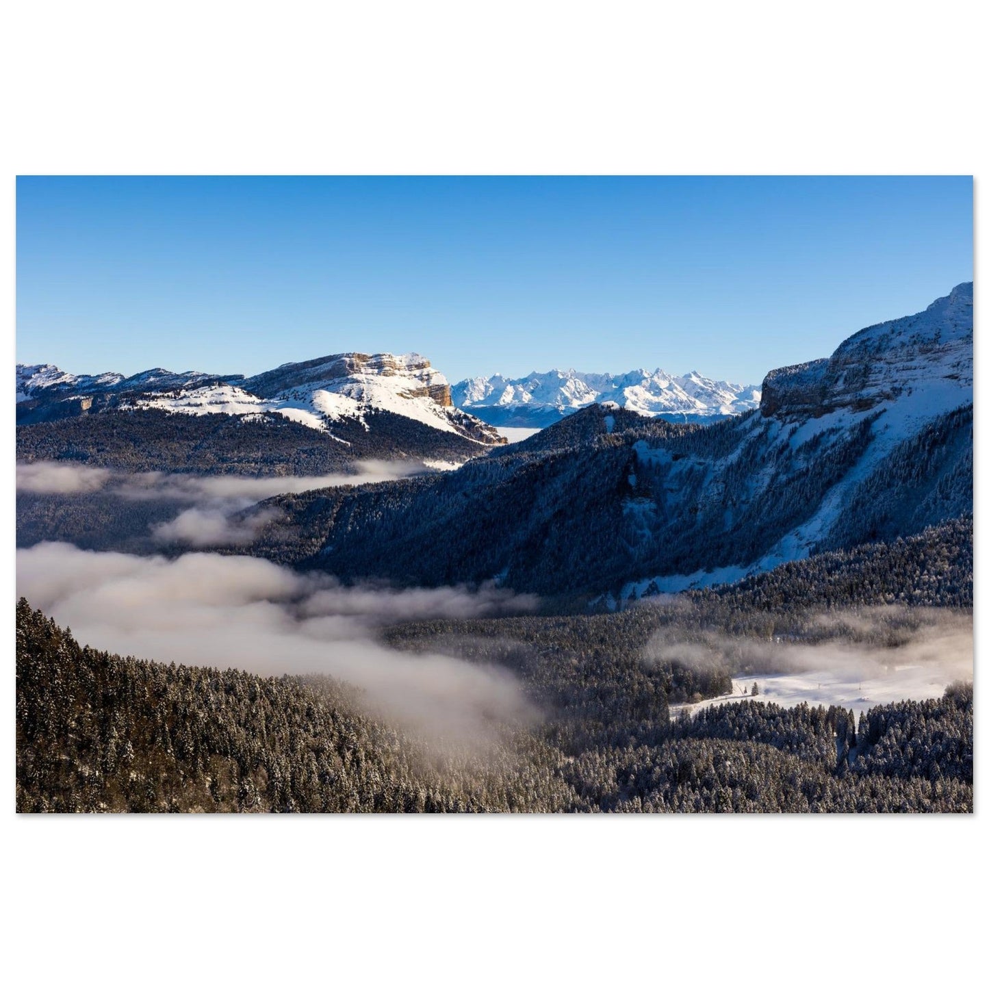Tableau photo de la Dent de Crolles et Belledonne depuis le Charmant Som sur aluminium Dibond mat, format 40 × 60 cm