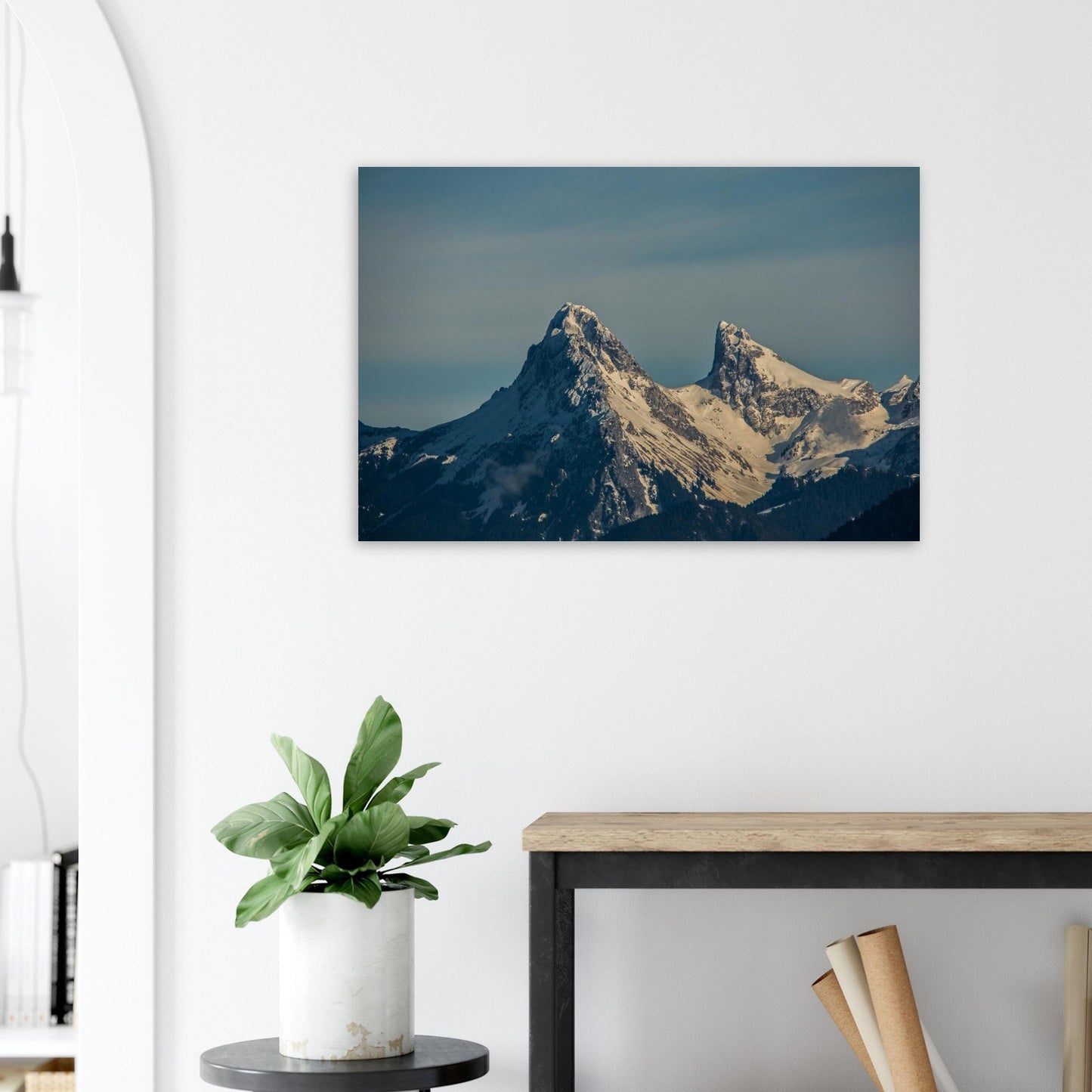 Photo de la Dent d’Oche et du Château d’Oche en hiver — tableau photo paysage de montagne en Alu Dibond