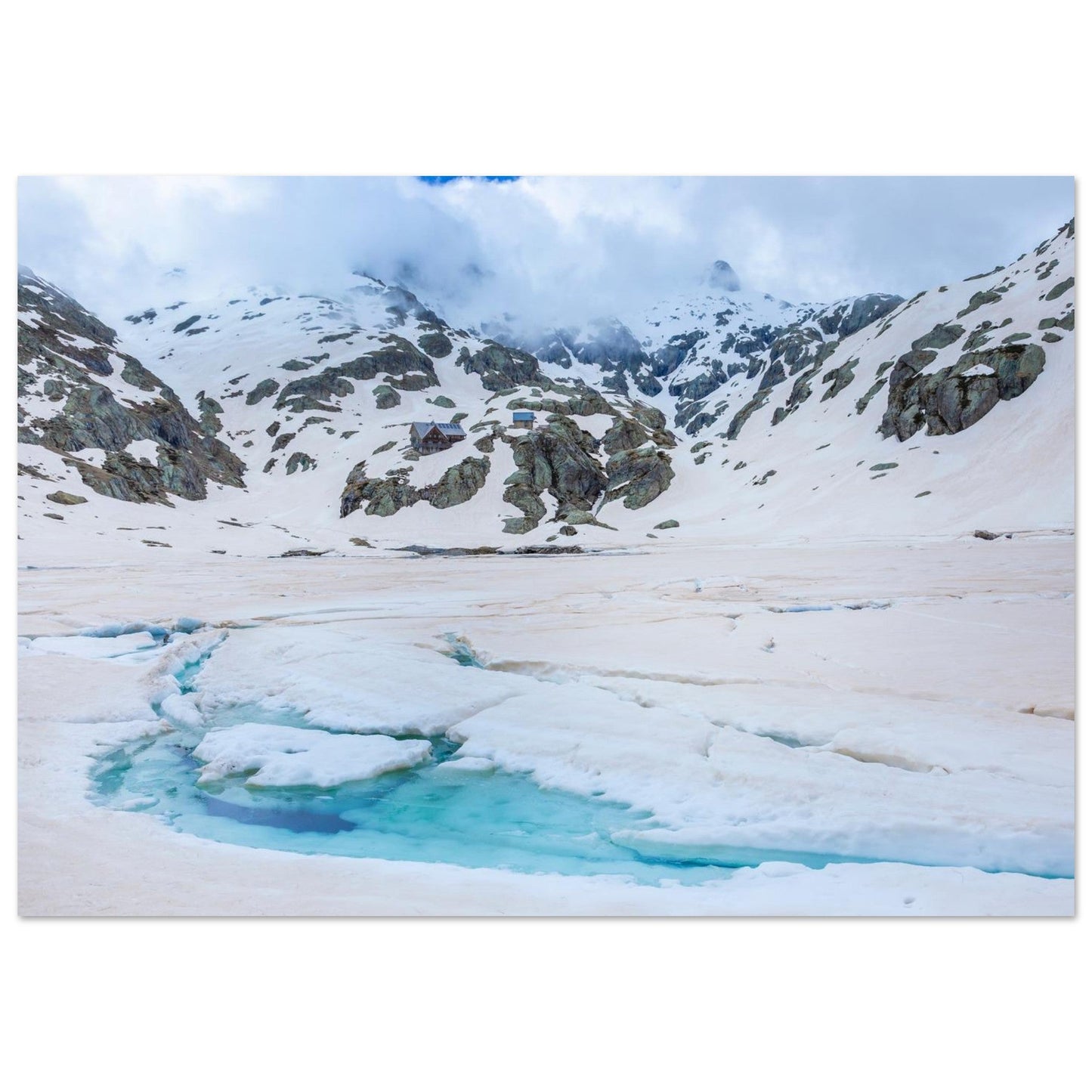Photo de la fonte des neiges près du lac de la Fous — tableau photo paysage de montagne en Alu Dibond, fabrication française