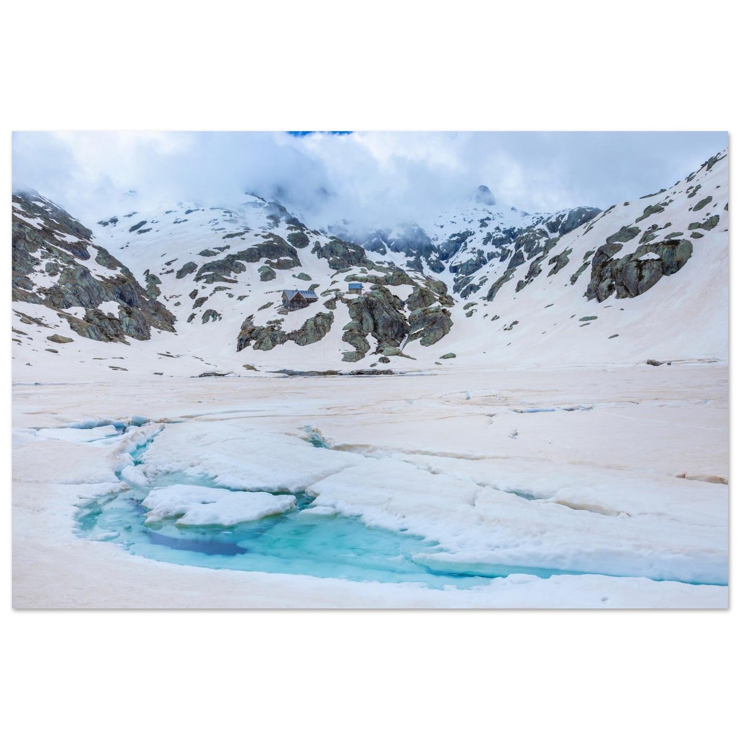 Photo de la fonte des neiges près du lac de la Fous — tableau photo paysage de montagne en Alu Dibond, fabrication française