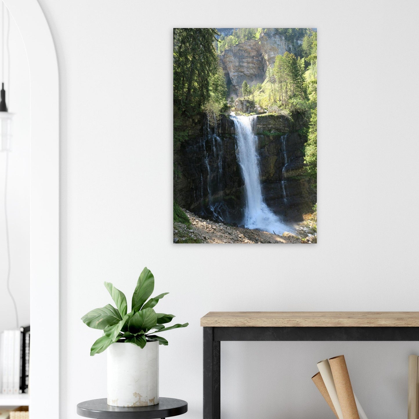 Photo de la Grande Cascade du Cirque de Saint-Même — tableau photo paysage de montagne en Alu Dibond, fabrication française