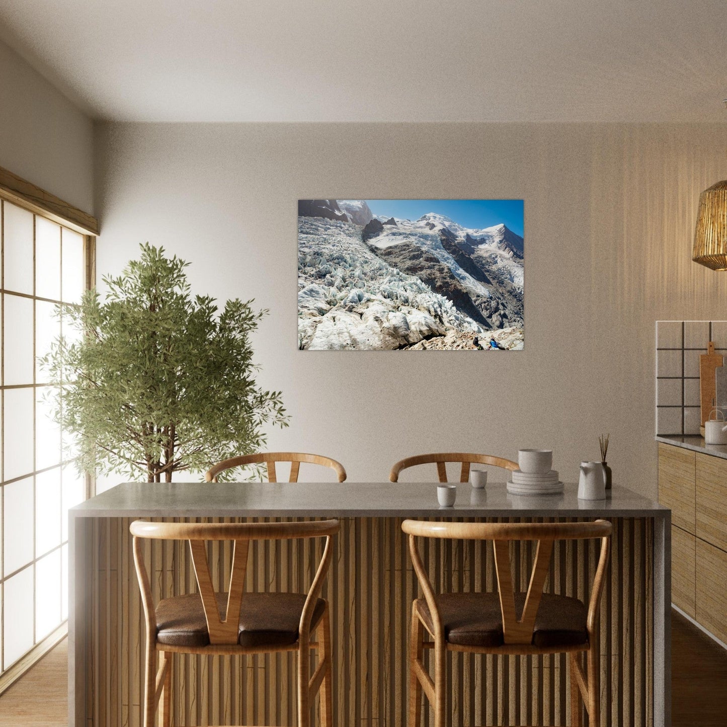 Photo of the Junction between the Bossons and Taconnaz Glaciers — photo print on matte aluminium Dibond