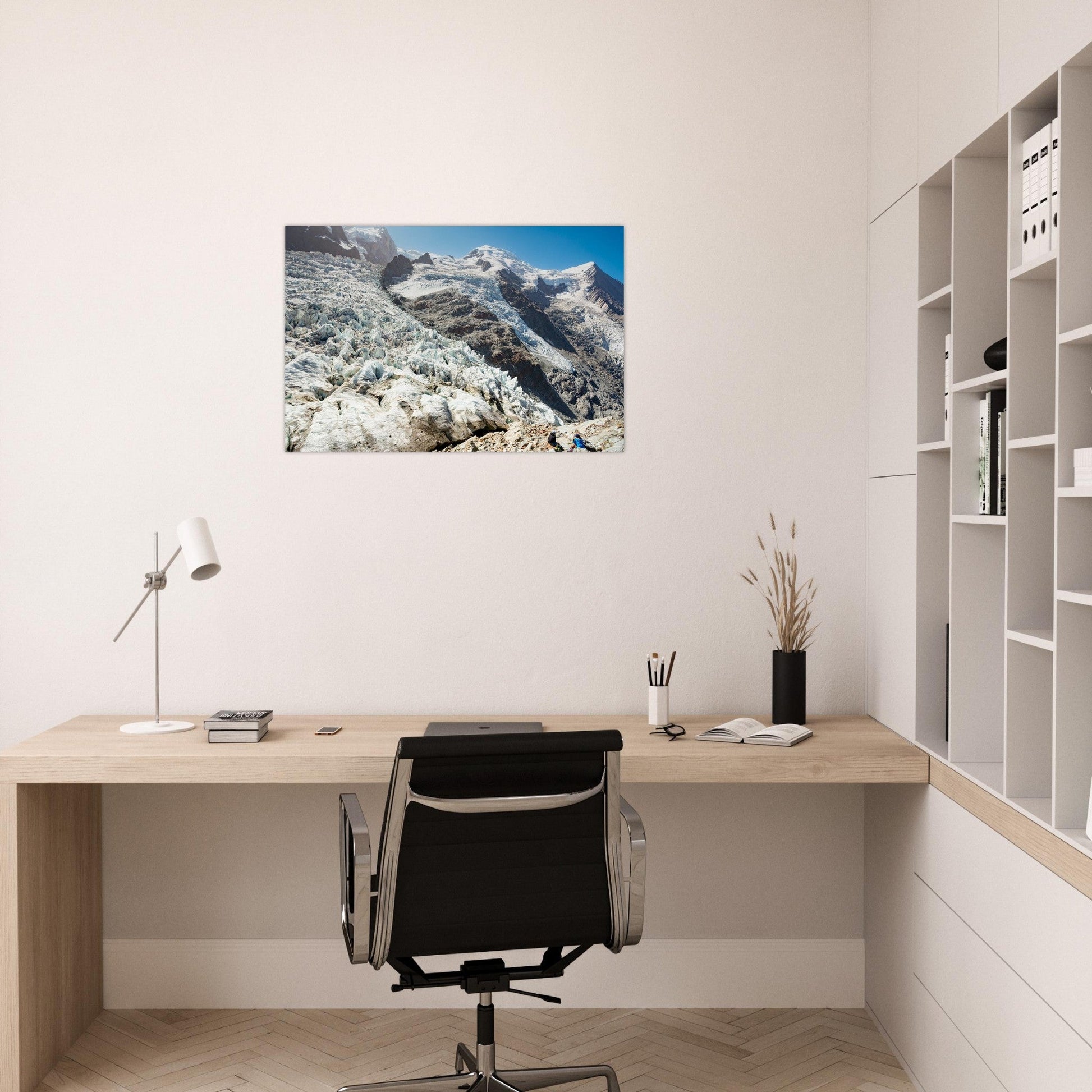 Photo de la Jonction entre les glaciers des Bossons et de Taconnaz — tableau photo paysage de montagne en Alu Dibond