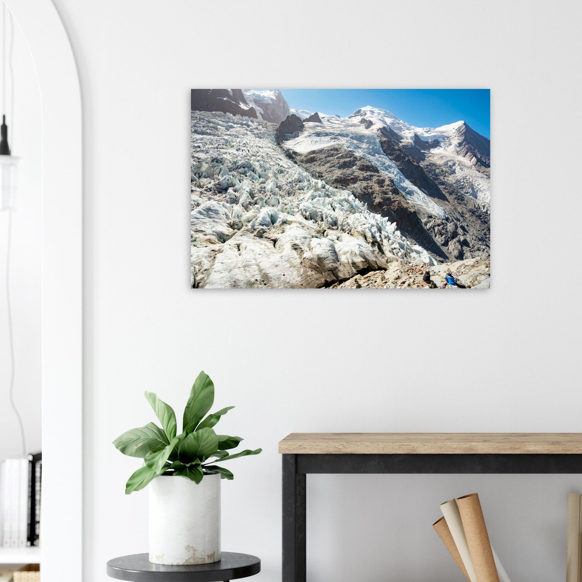 Photo de la Jonction entre les glaciers des Bossons et de Taconnaz — tableau photo paysage de montagne en Alu Dibond