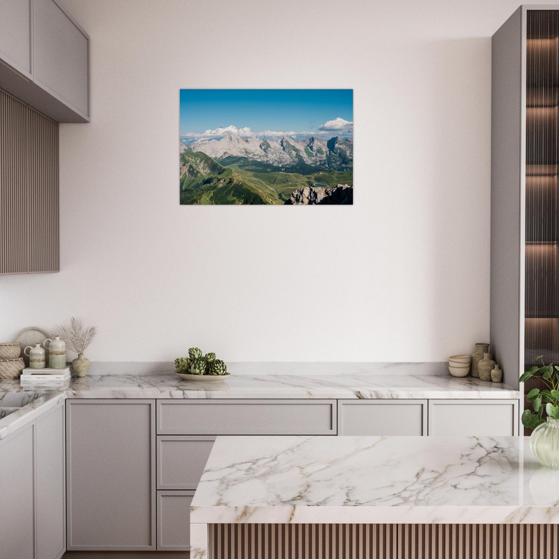 Photo de la Pointe Percée devant le Mont-Blanc dans les Aravis — tableau photo paysage de montagne en Alu Dibond