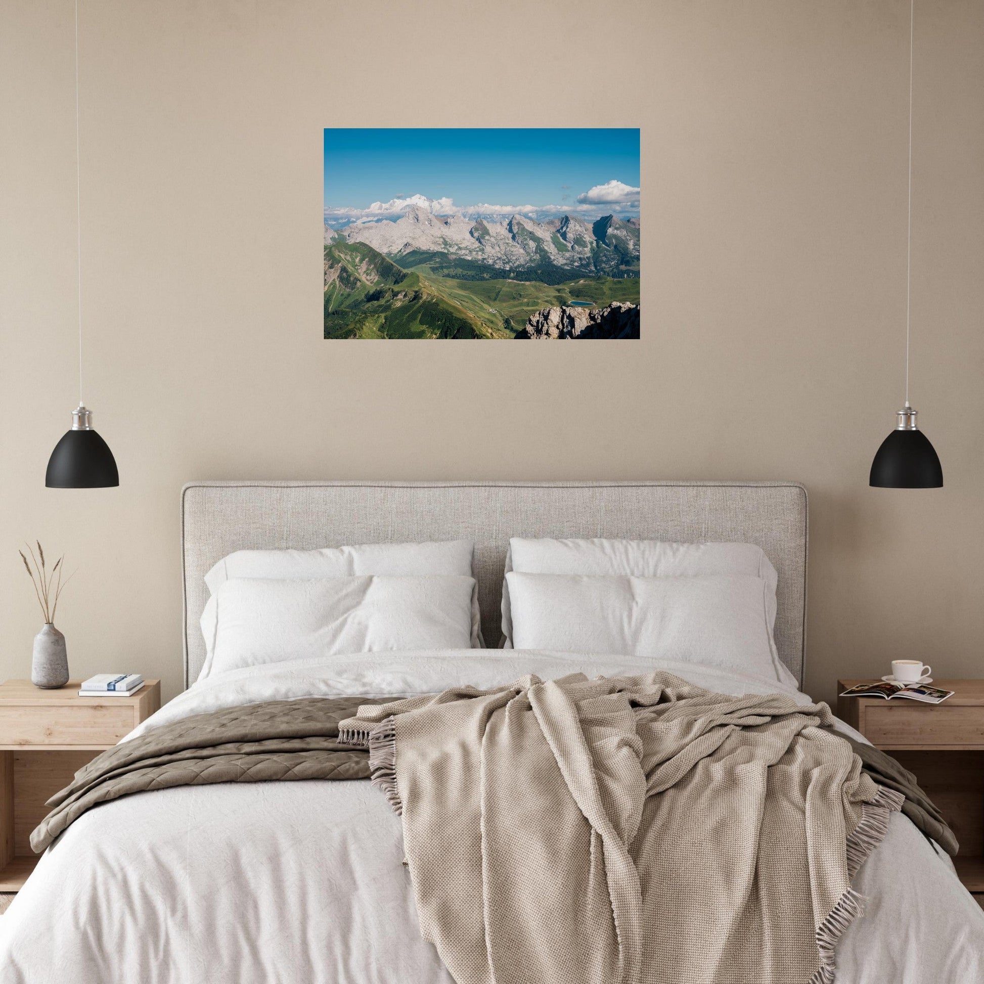 Photo de la Pointe Percée devant le Mont-Blanc dans les Aravis — tableau photo paysage de montagne en Alu Dibond