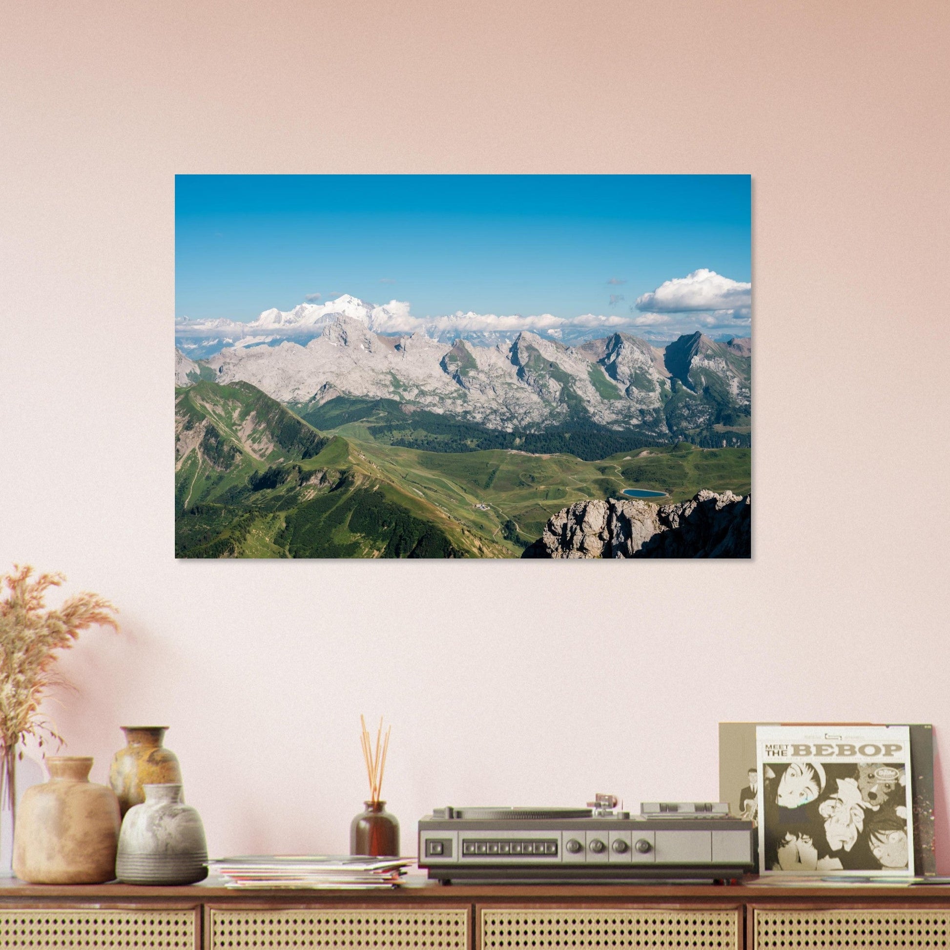 Photo de la Pointe Percée devant le Mont-Blanc dans les Aravis — tableau photo paysage de montagne en Alu Dibond