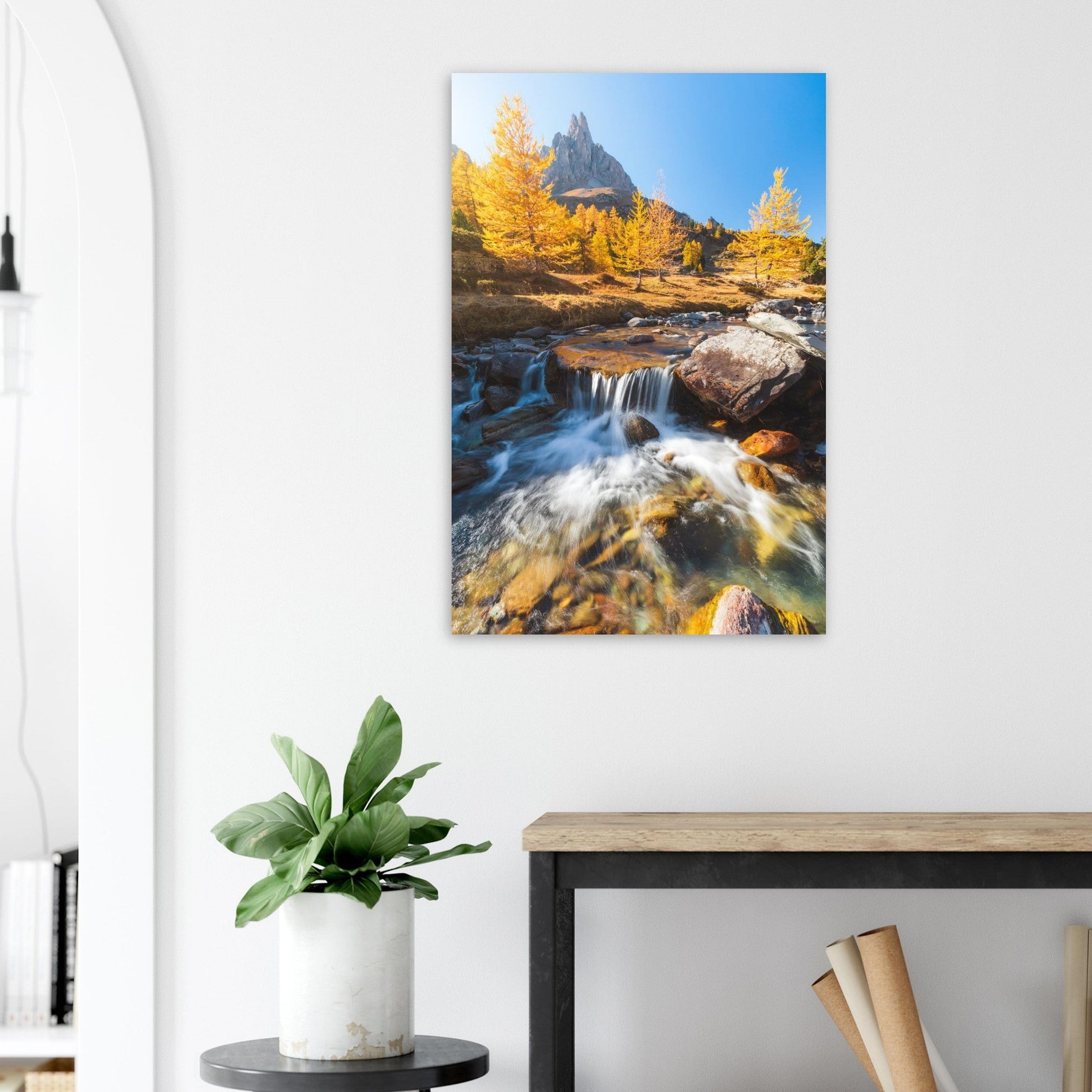 Photo de la vallée de la Clarée en automne — tableau photo paysage de montagne en Alu Dibond, fabrication française