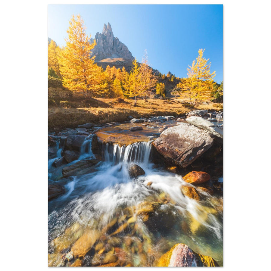 Photo de la vallée de la Clarée en automne — tableau photo paysage de montagne en Alu Dibond, fabrication française