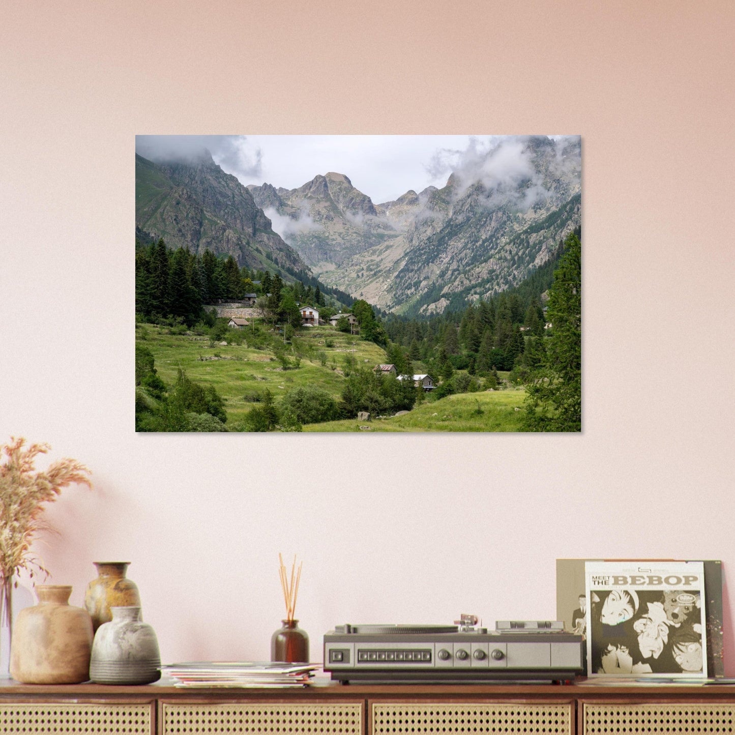 Photo de la vallée de la Gordolasque au printemps — tableau photo paysage de montagne en Alu Dibond, fabrication française
