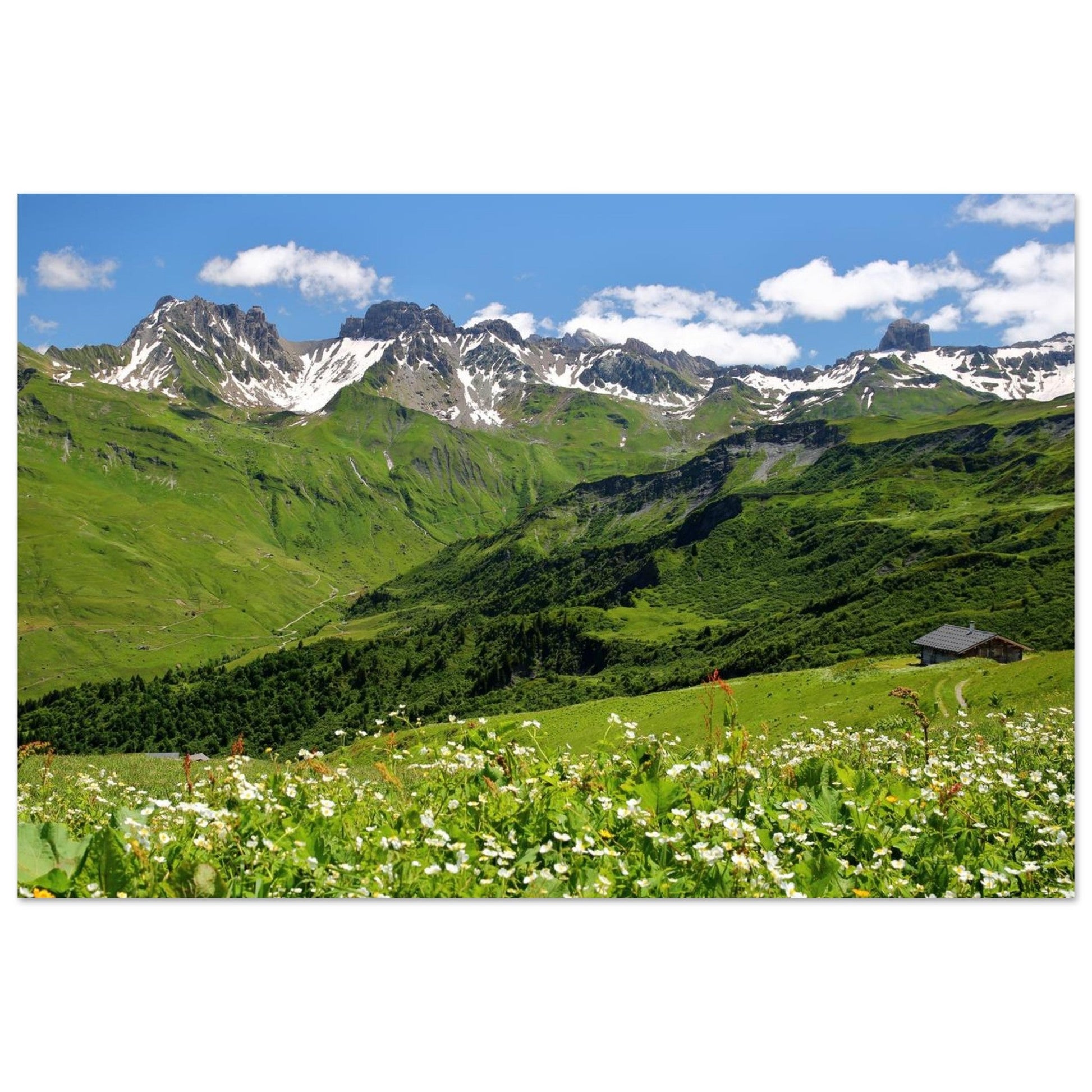 Tableau photo de la Vallée de Roselend dans le Beaufortain, Savoie sur aluminium Dibond mat, format 30 × 45 cm