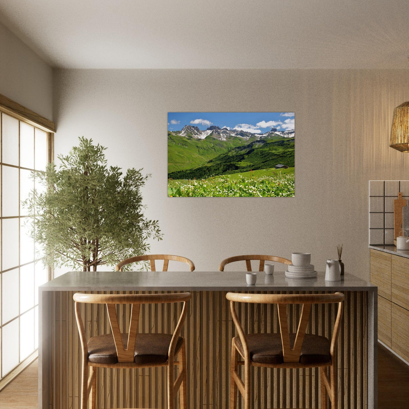 Simulation of an AluArtMountains painting in an interior setting