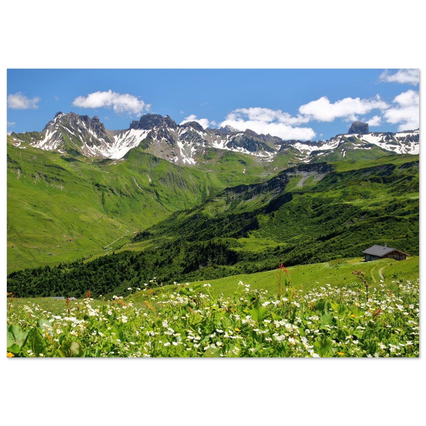 Tableau photo de la Vallée de Roselend dans le Beaufortain, Savoie sur aluminium Dibond mat, format 70 × 100 cm