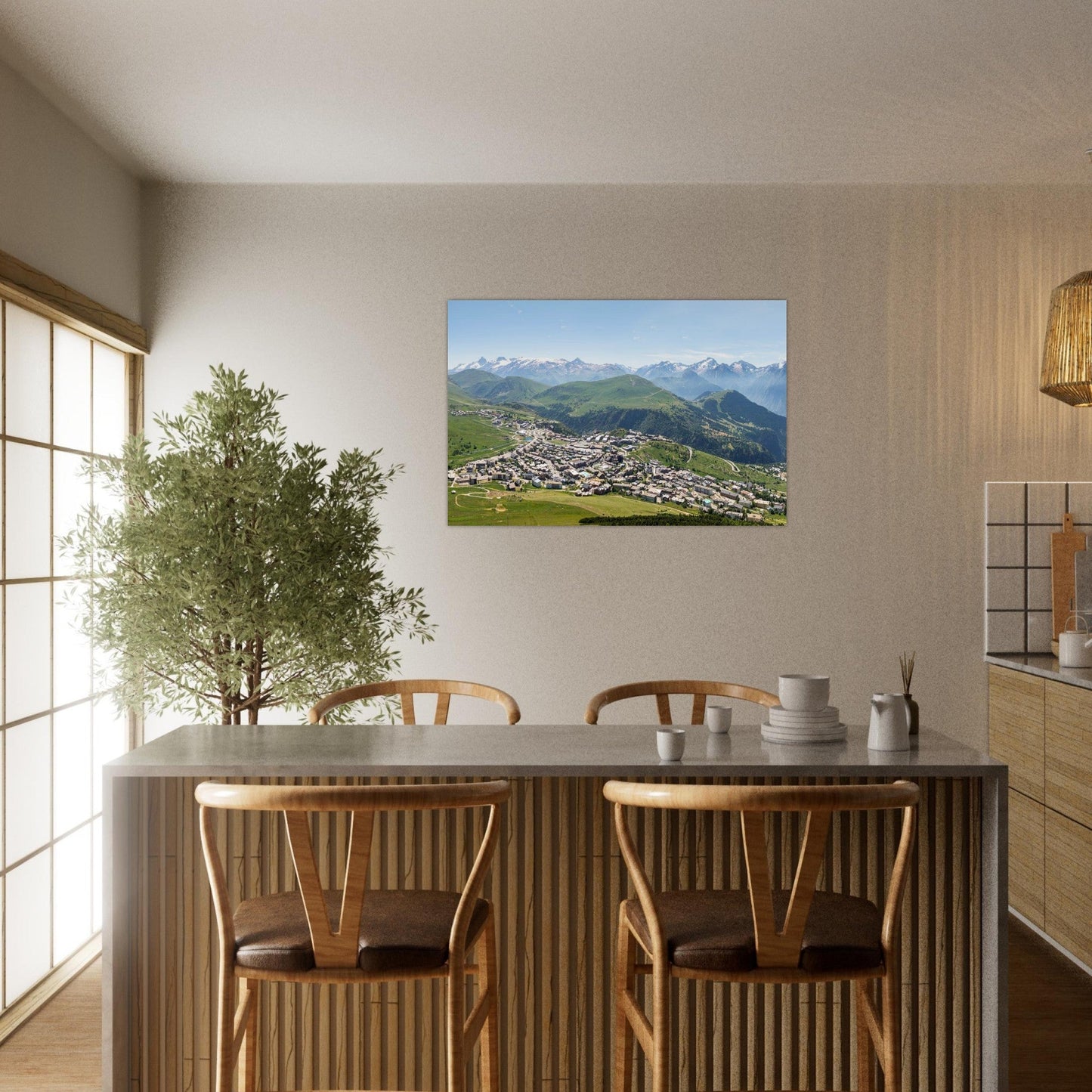 Photo de l’Alpe d’Huez face aux Écrins — tableau photo paysage de montagne en Alu Dibond, fabrication française