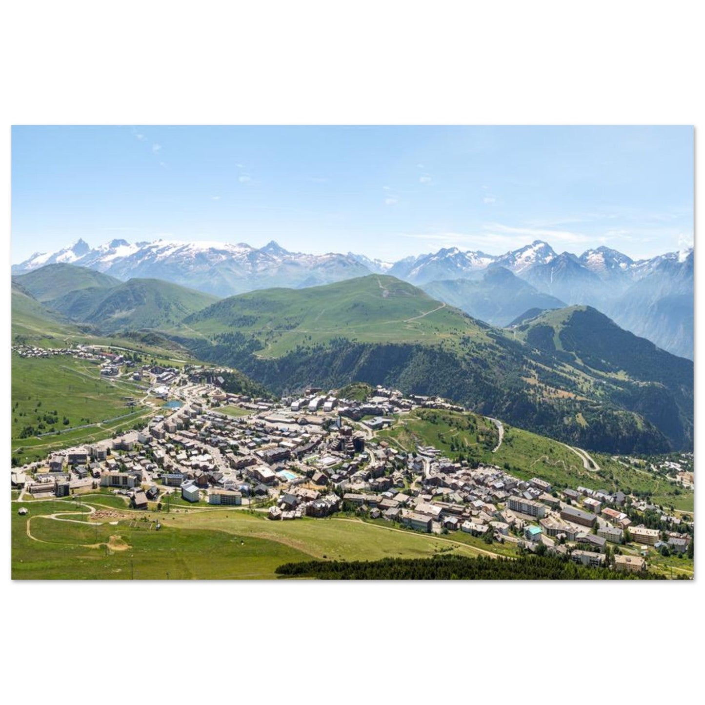 Photo de l’Alpe d’Huez face aux Écrins — tableau photo paysage de montagne en Alu Dibond, fabrication française