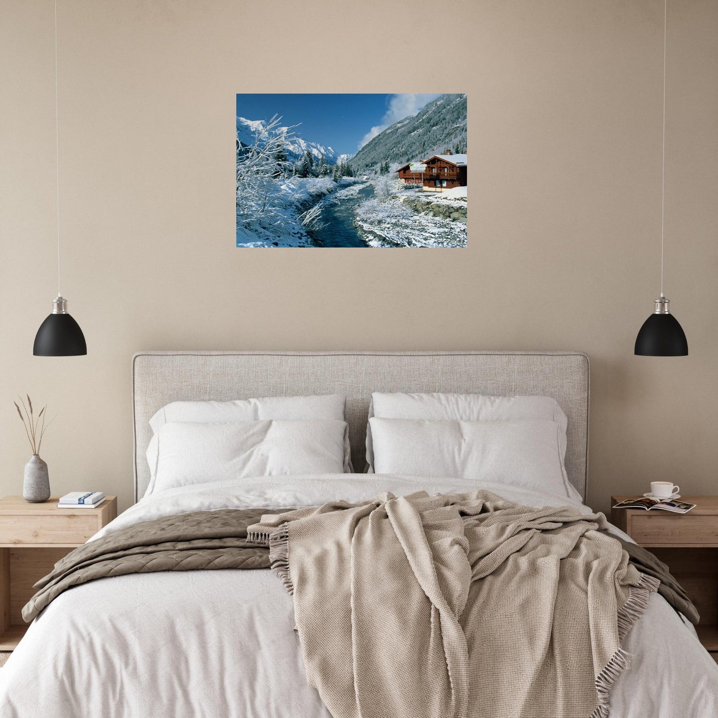 Photo of the Arve in Argentière under the snow — photo print on matte aluminium Dibond