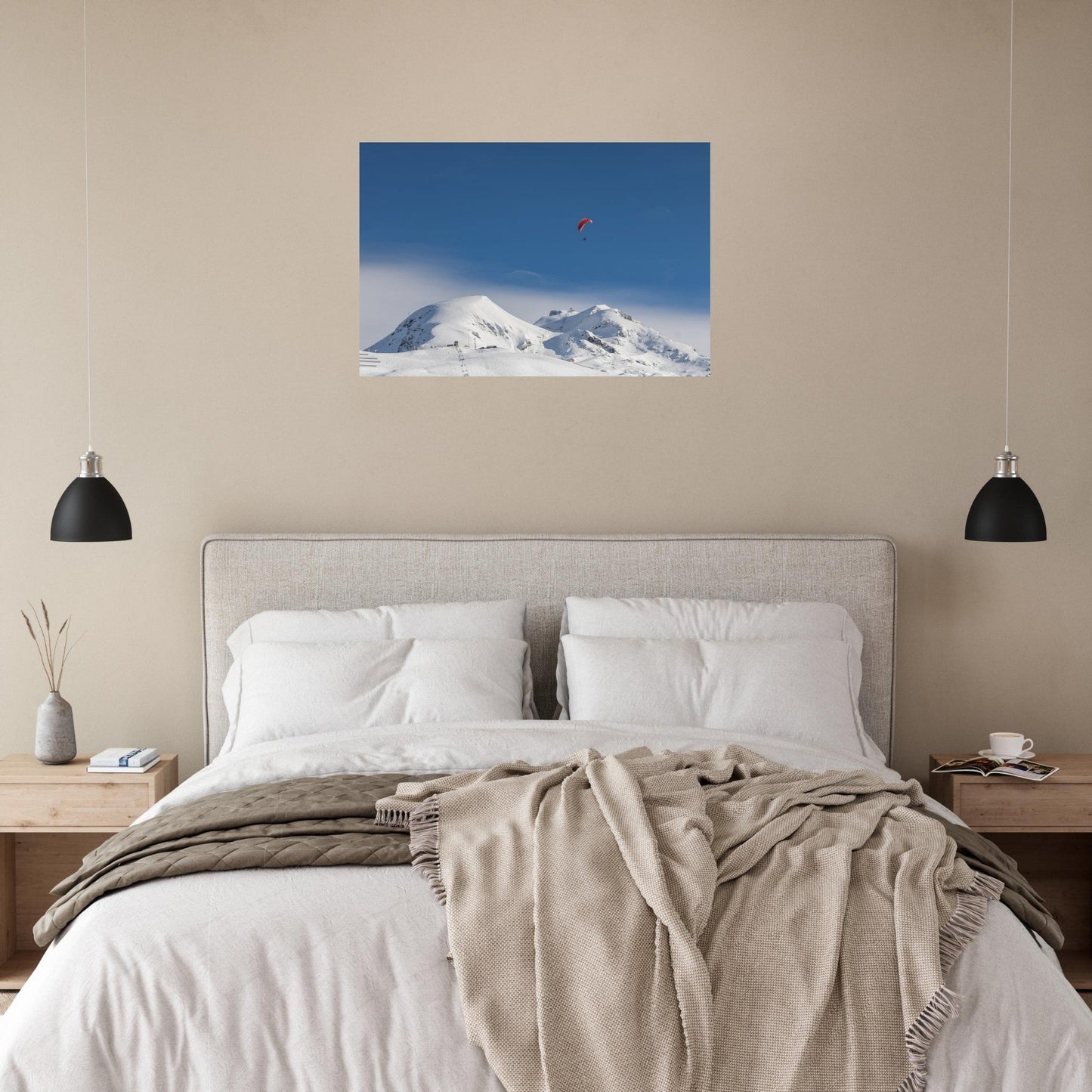 Speedriding-Foto in Les Deux Alpes mit Blick auf das Écrins-Massiv — Fotodruck auf mattem Alu-Dibond