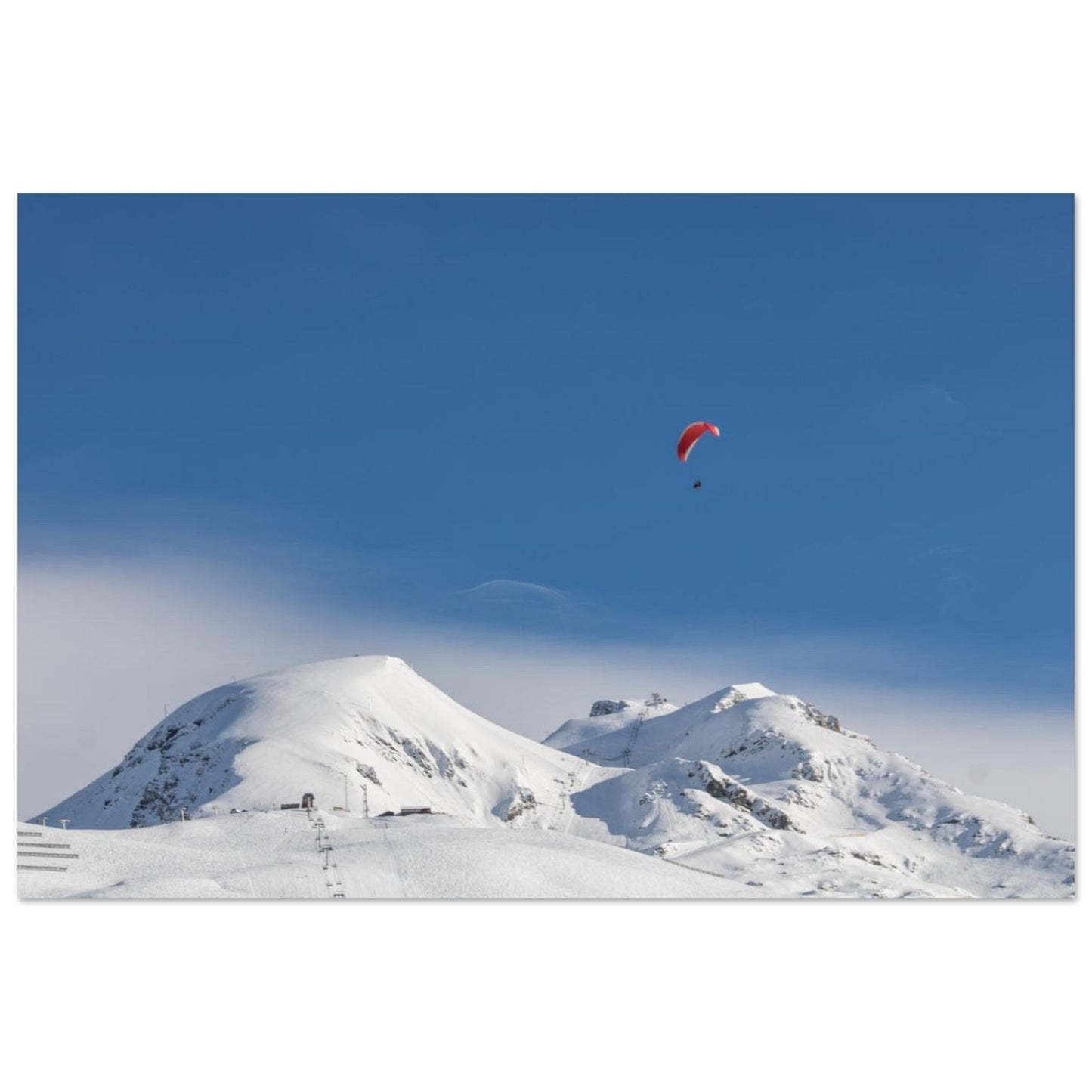 Speedriding-Foto in Les Deux Alpes mit Blick auf das Écrins-Massiv — Fotodruck auf mattem Alu-Dibond