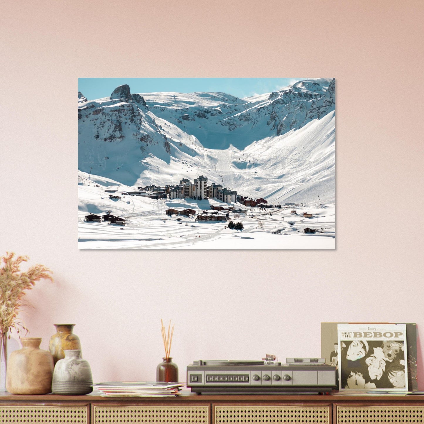 Photo de Val Claret à Tignes sous la lumière du matin — tableau photo paysage de montagne en Alu Dibond, fabrication française