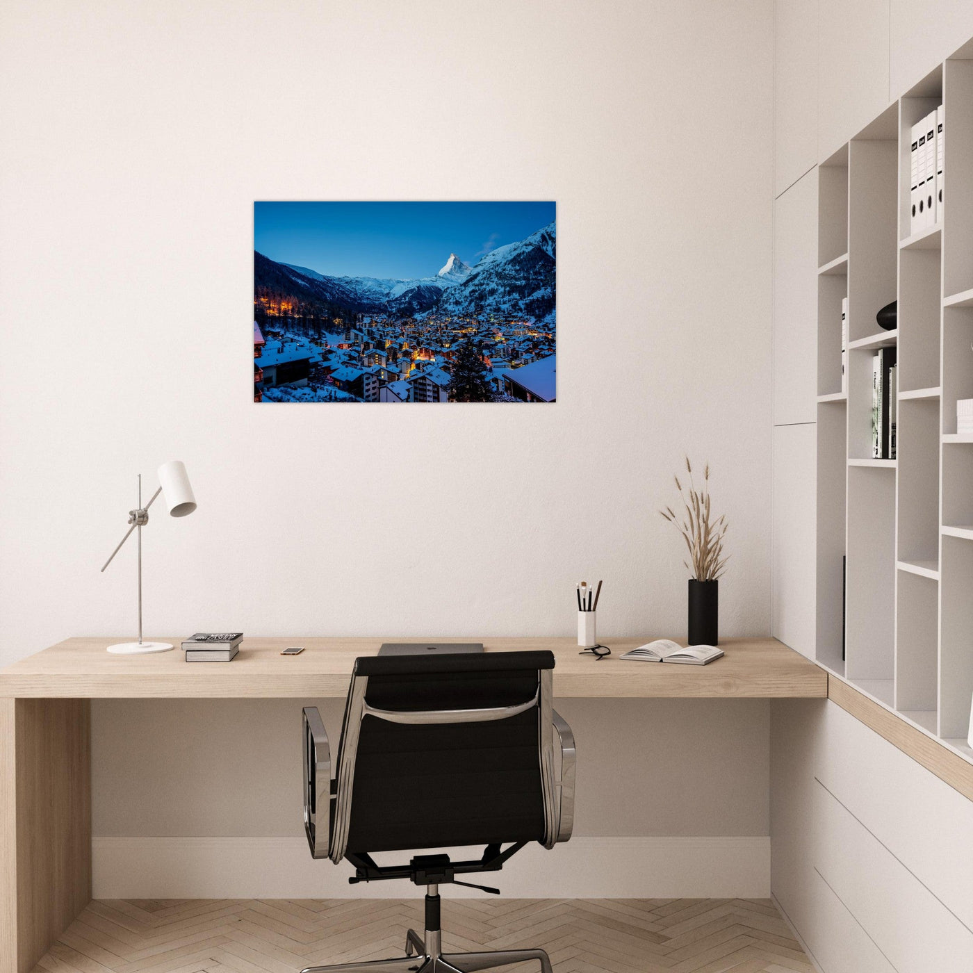 Simulation d’un tableau AluArtMountains dans un intérieur
