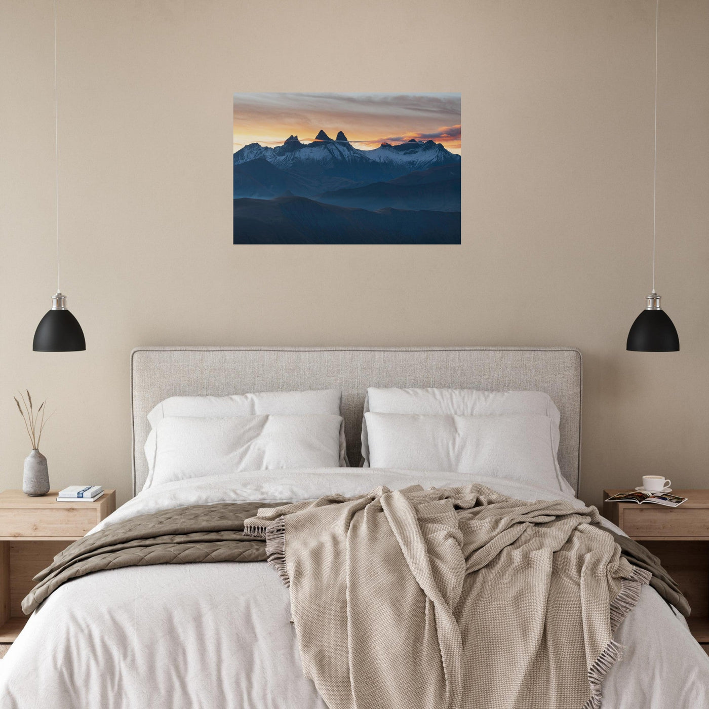 Simulation d’un tableau AluArtMountains dans un intérieur