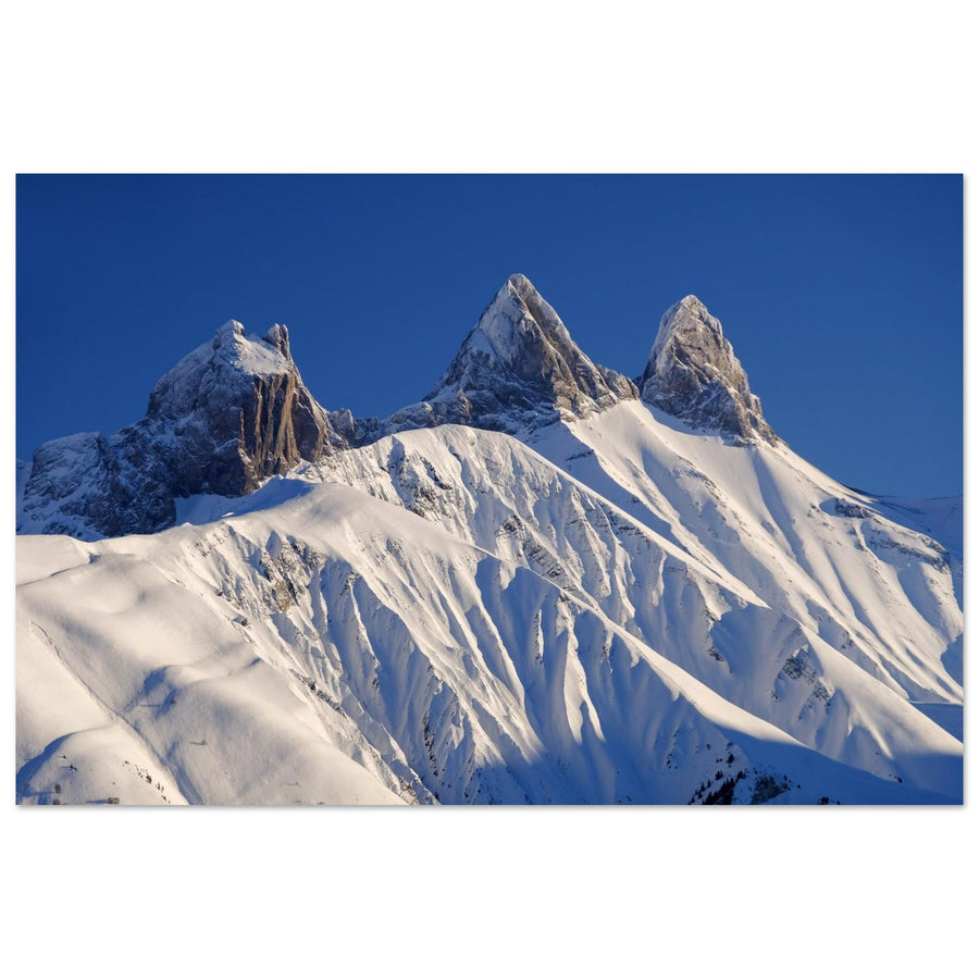 Photo des Aiguilles d’Arves enneigées en hiver — tableau photo paysage de montagne en Alu Dibond, fabrication française