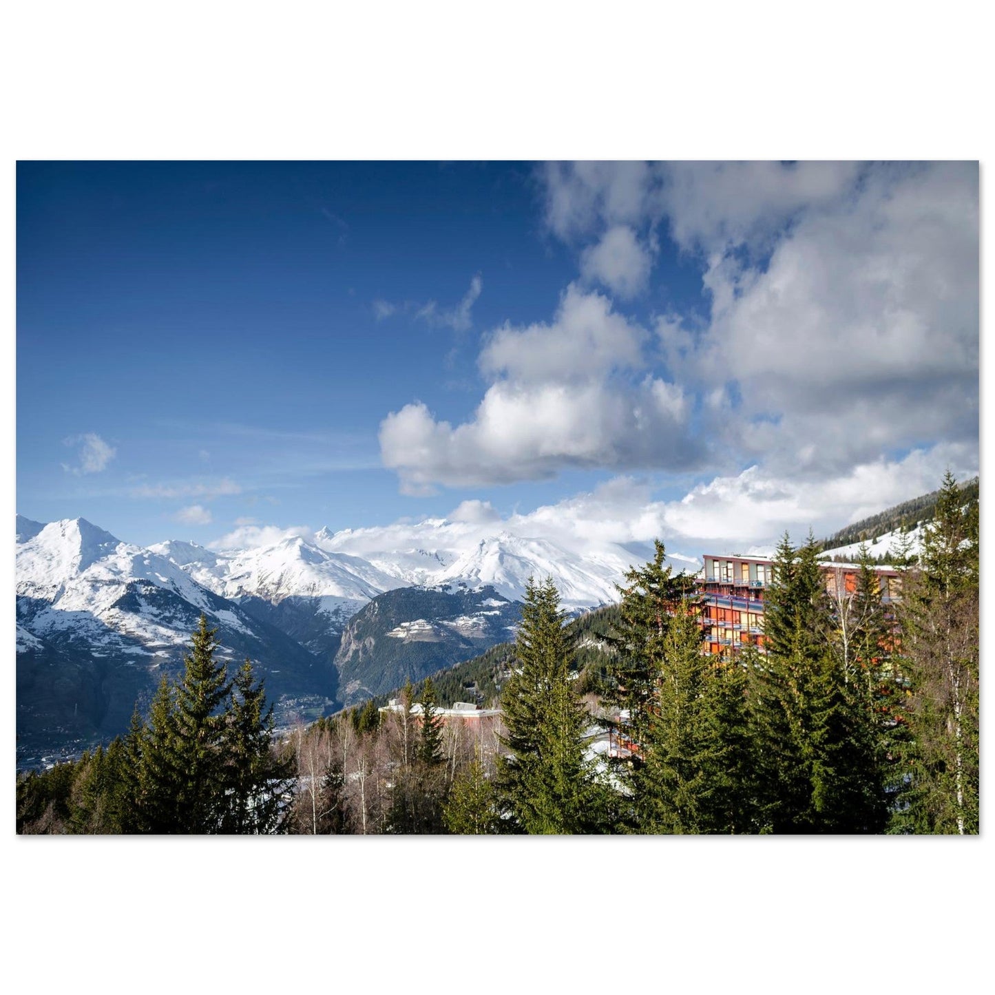 Photo des Arcs face aux sommets enneigés de la Tarentaise — tableau photo paysage de montagne en Alu Dibond, fabrication française