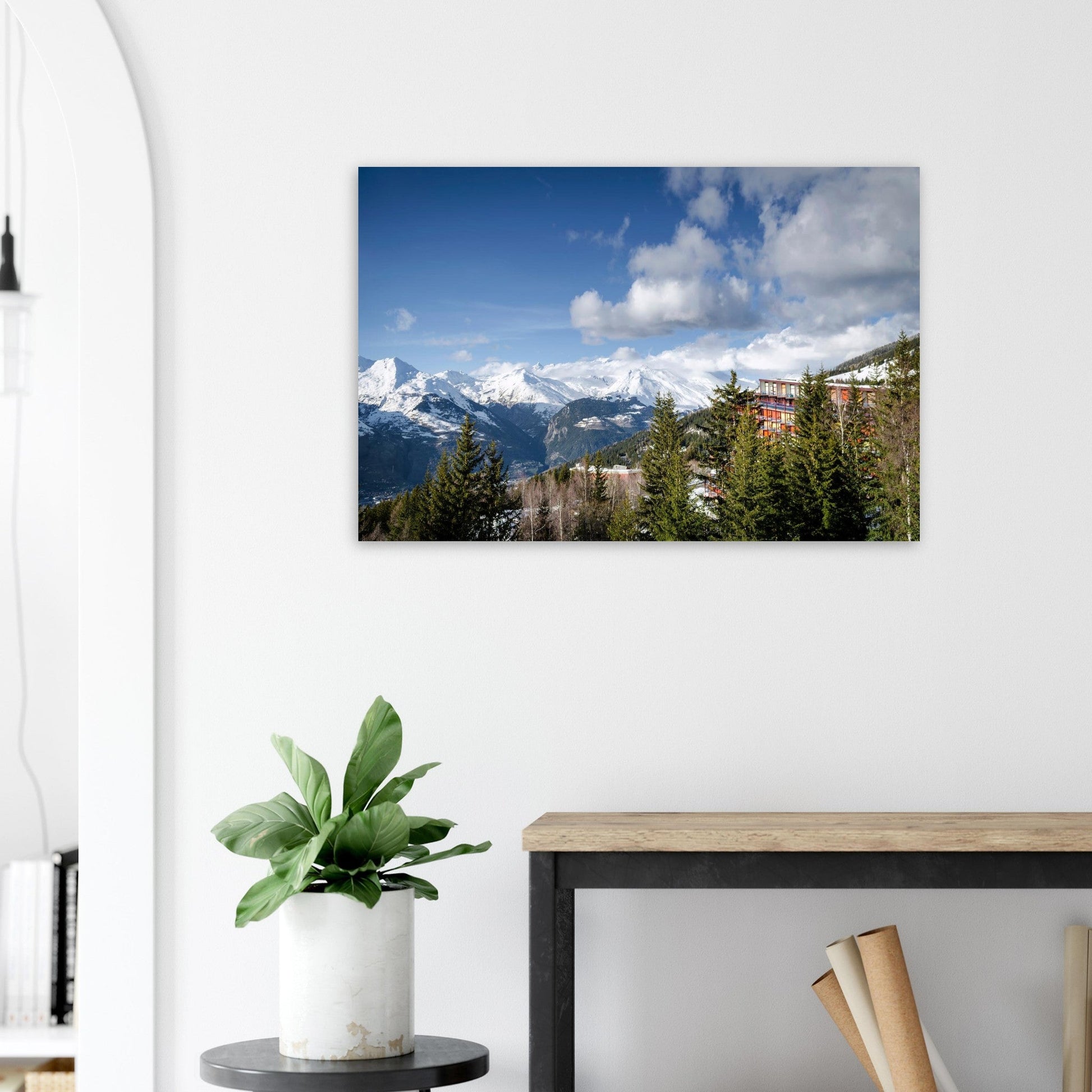 Photo des Arcs face aux sommets enneigés de la Tarentaise — tableau photo paysage de montagne en Alu Dibond, fabrication française