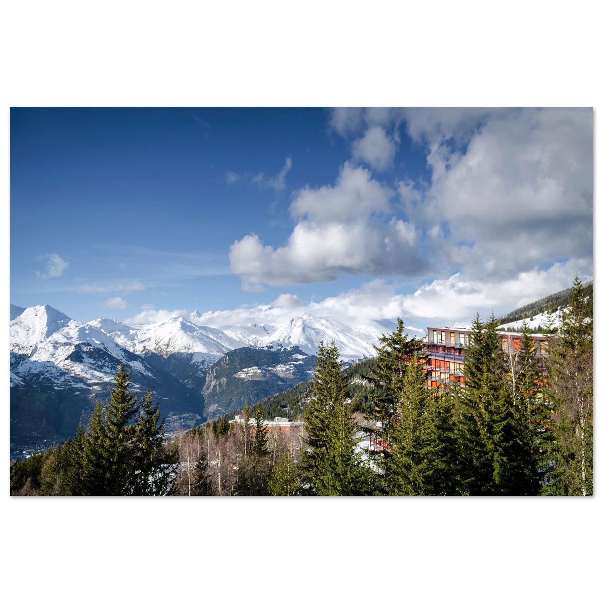 Photo des Arcs face aux sommets enneigés de la Tarentaise — tableau photo paysage de montagne en Alu Dibond, fabrication française